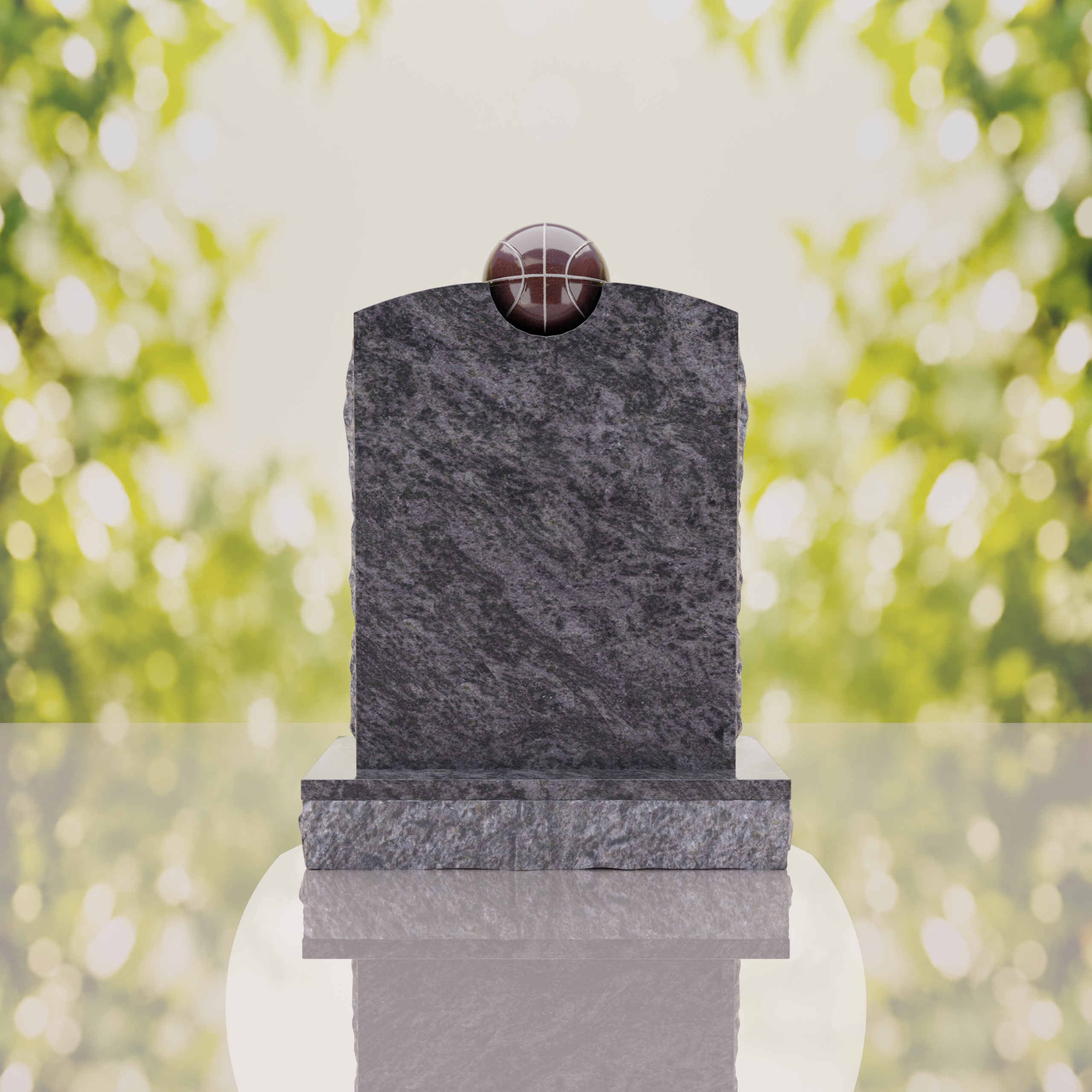 Modern Memorial Headstone with Ball Accent thumbnail 3