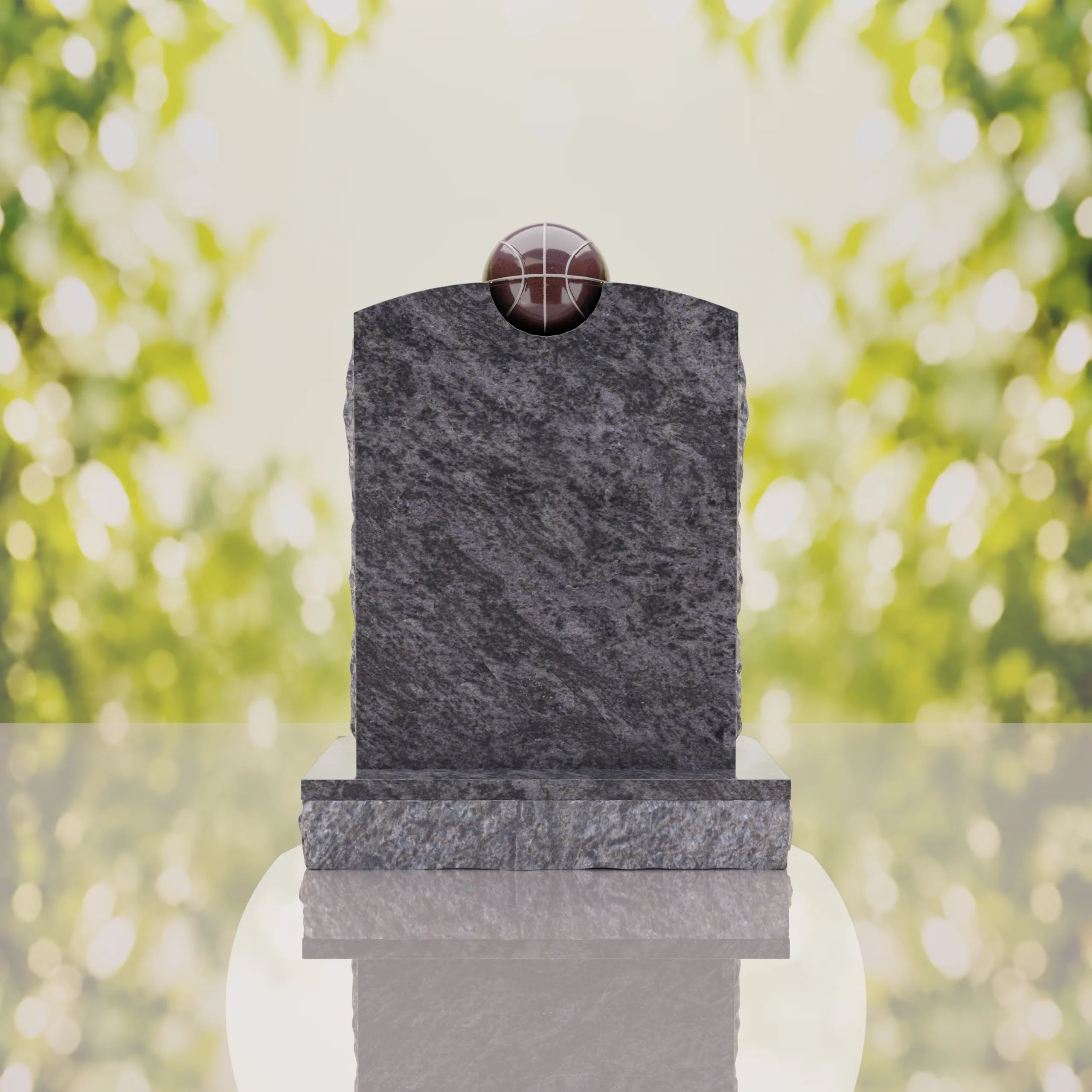 Modern Memorial Headstone with Ball Accent thumbnail 3