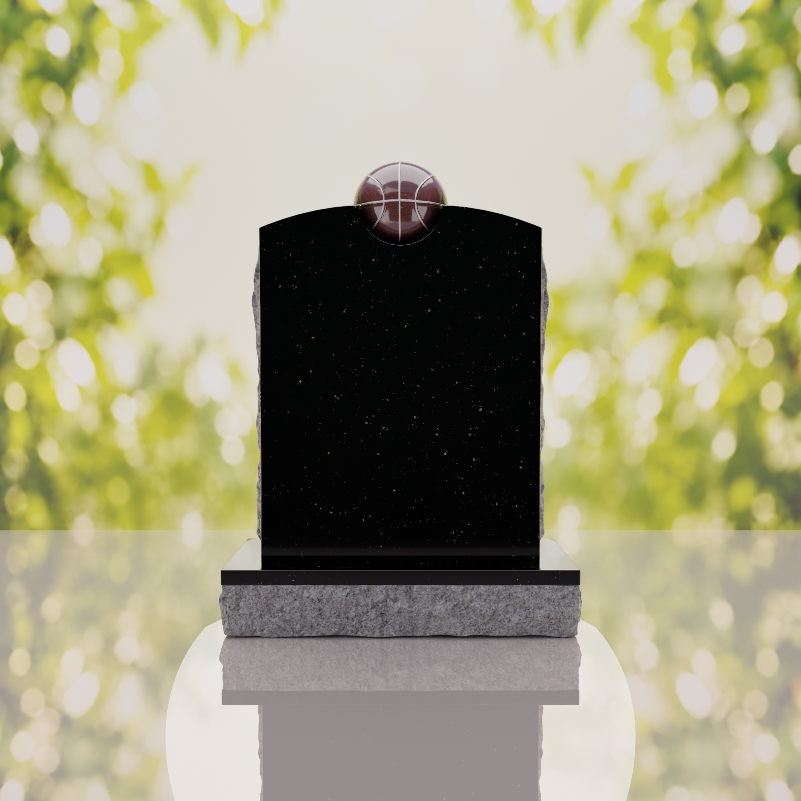 Modern Memorial Headstone with Ball Accent thumbnail 5