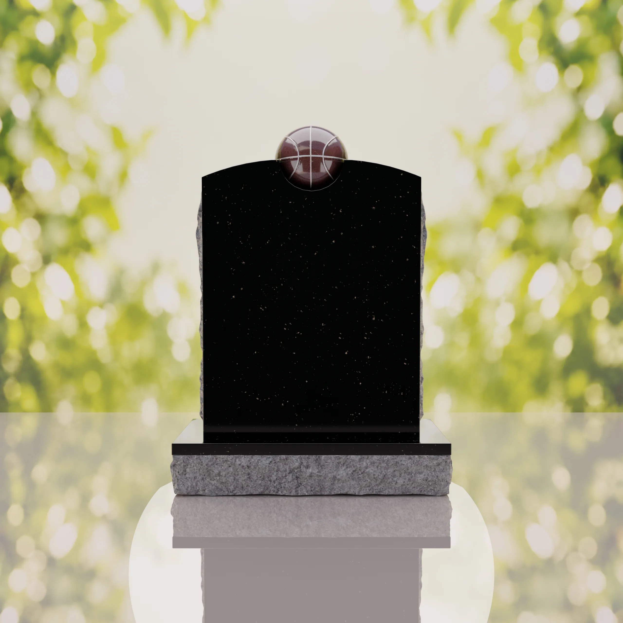 Modern Memorial Headstone with Ball Accent thumbnail 5
