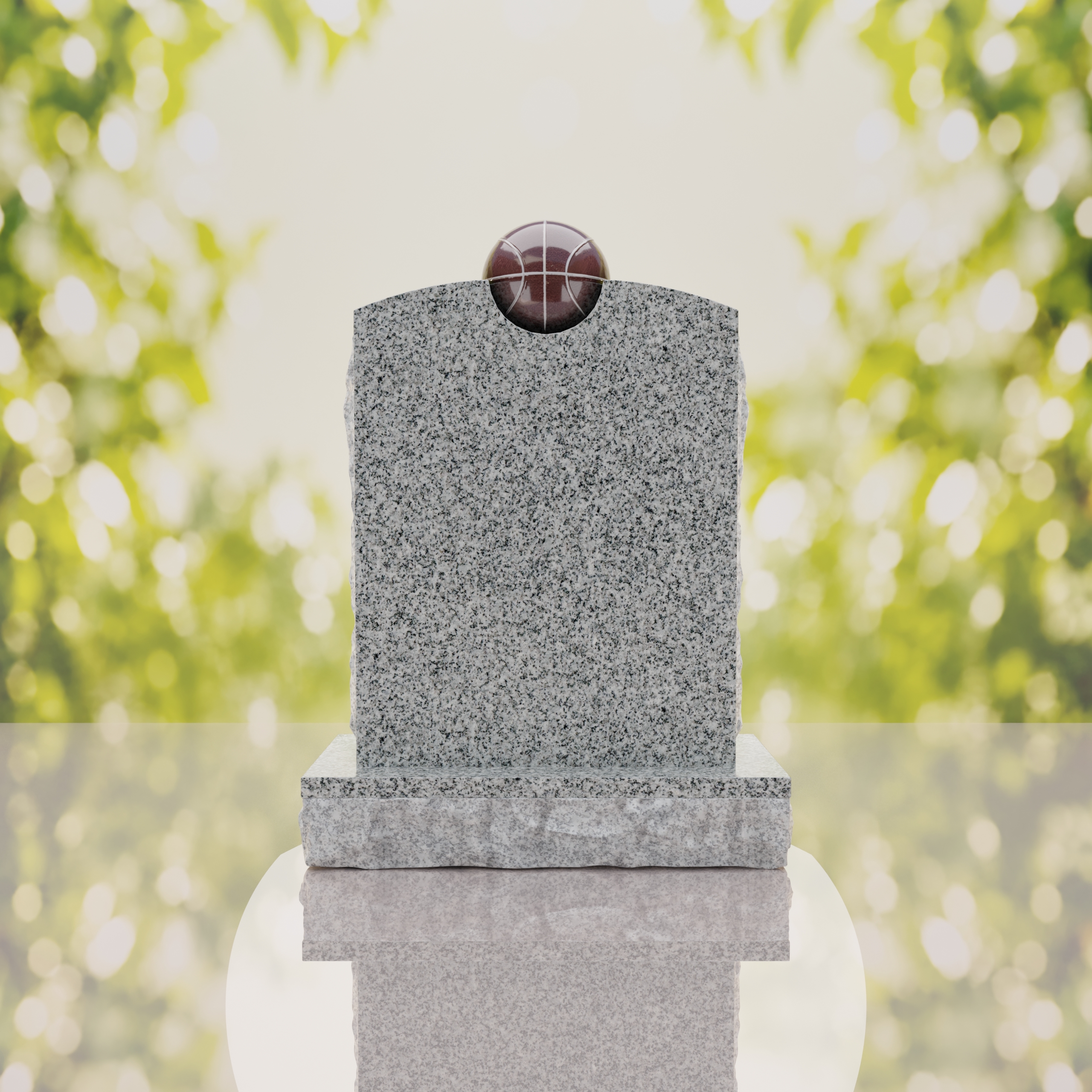 Modern Memorial Headstone with Ball Accent thumbnail 8