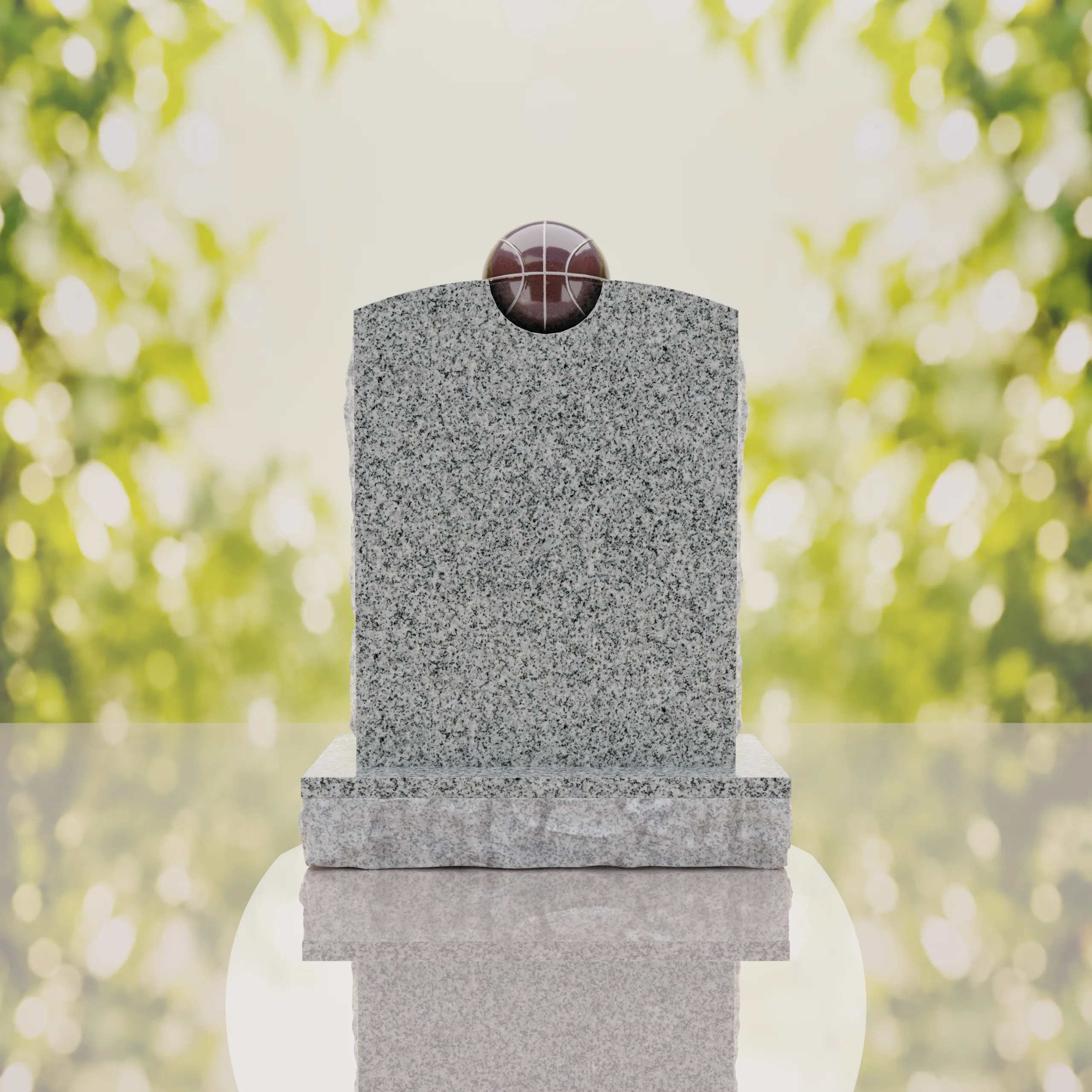 Modern Memorial Headstone with Ball Accent thumbnail 8