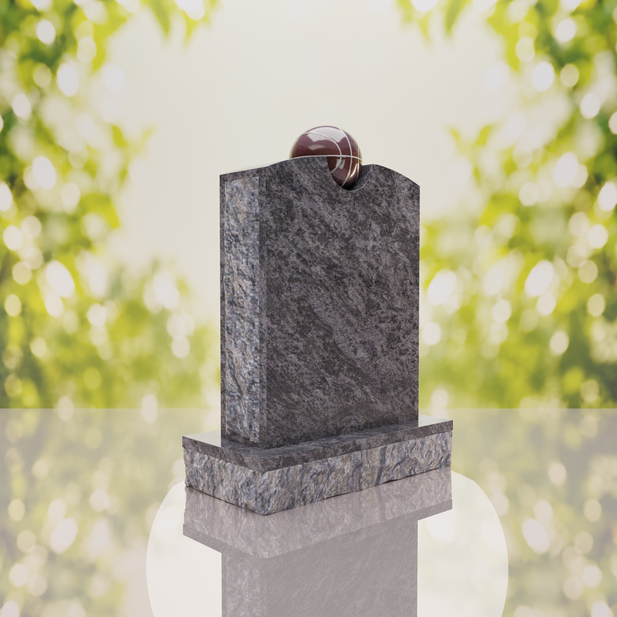 Modern Memorial Headstone with Ball Accent thumbnail 2