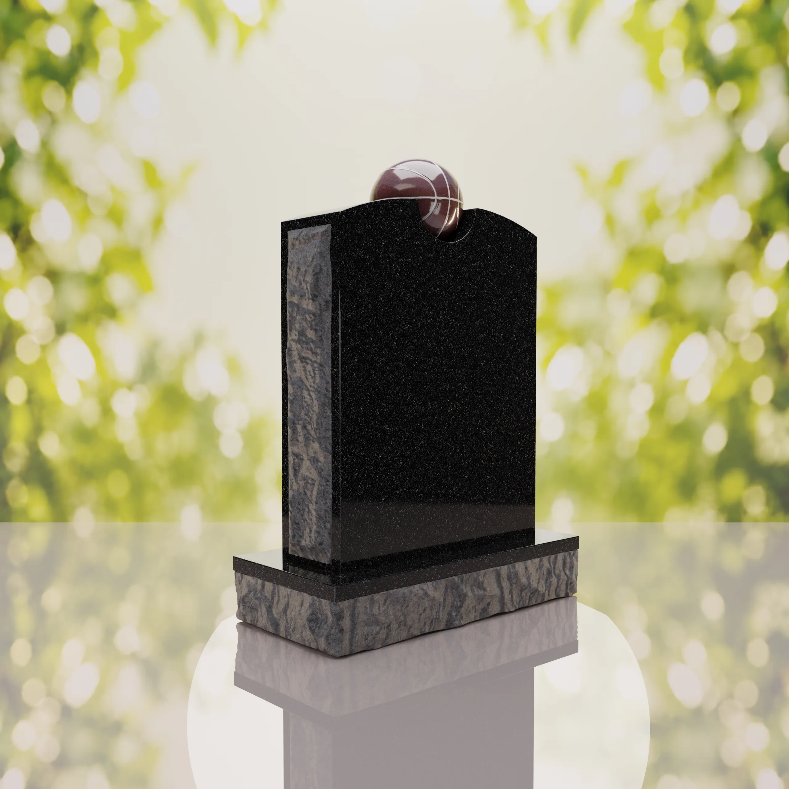 Modern Memorial Headstone with Ball Accent thumbnail 11