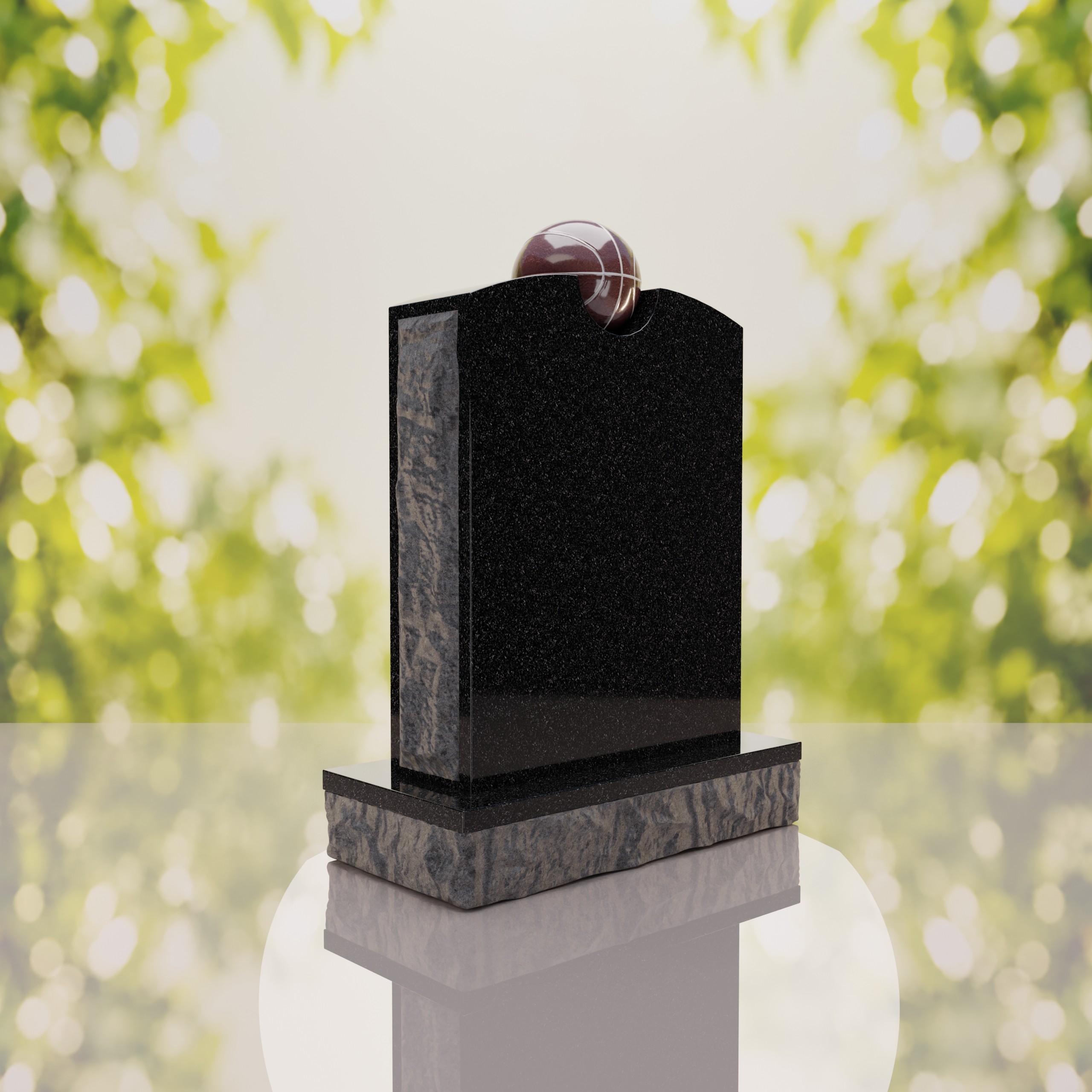Modern Memorial Headstone with Ball Accent thumbnail 10