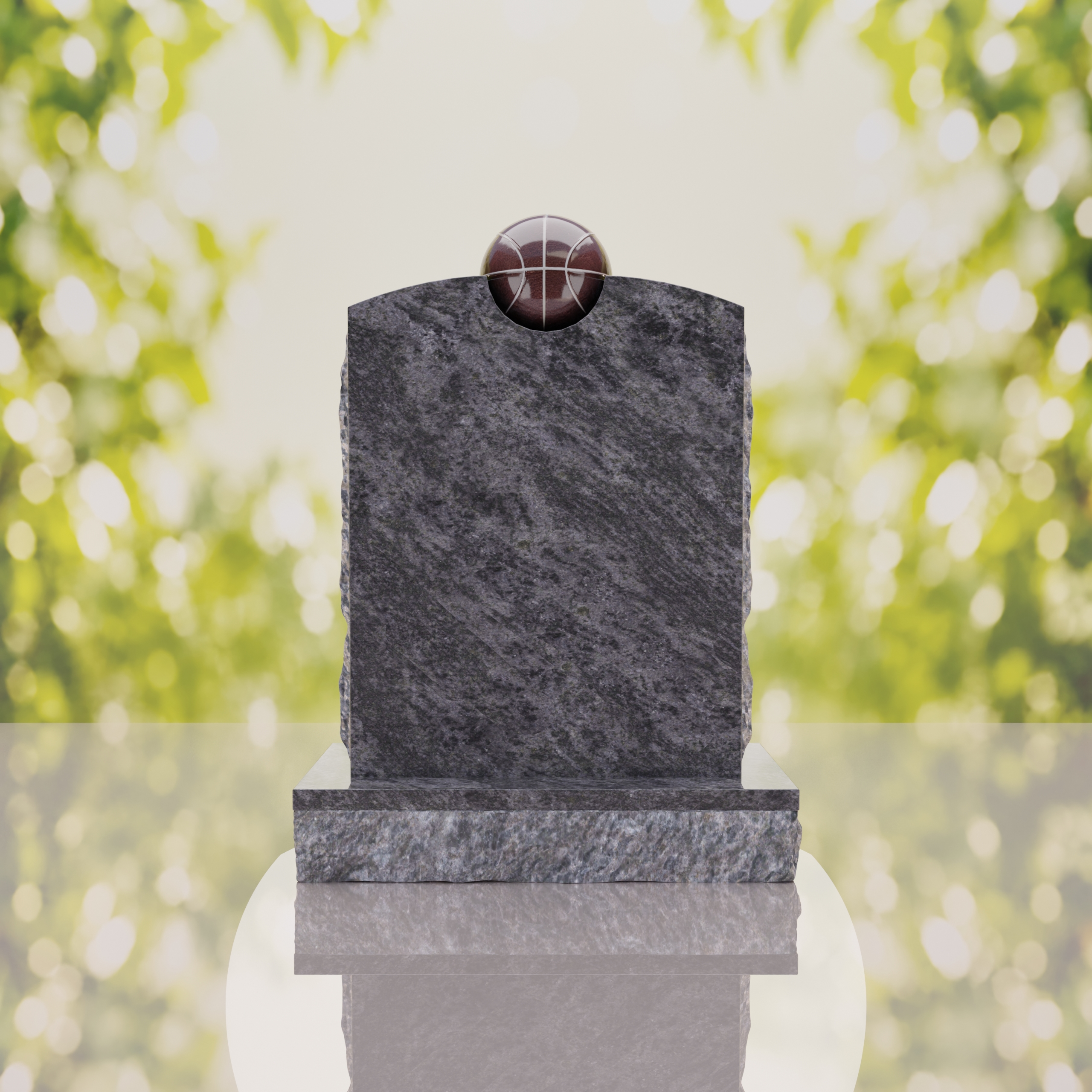 Modern Memorial Headstone with Ball Accent thumbnail 4
