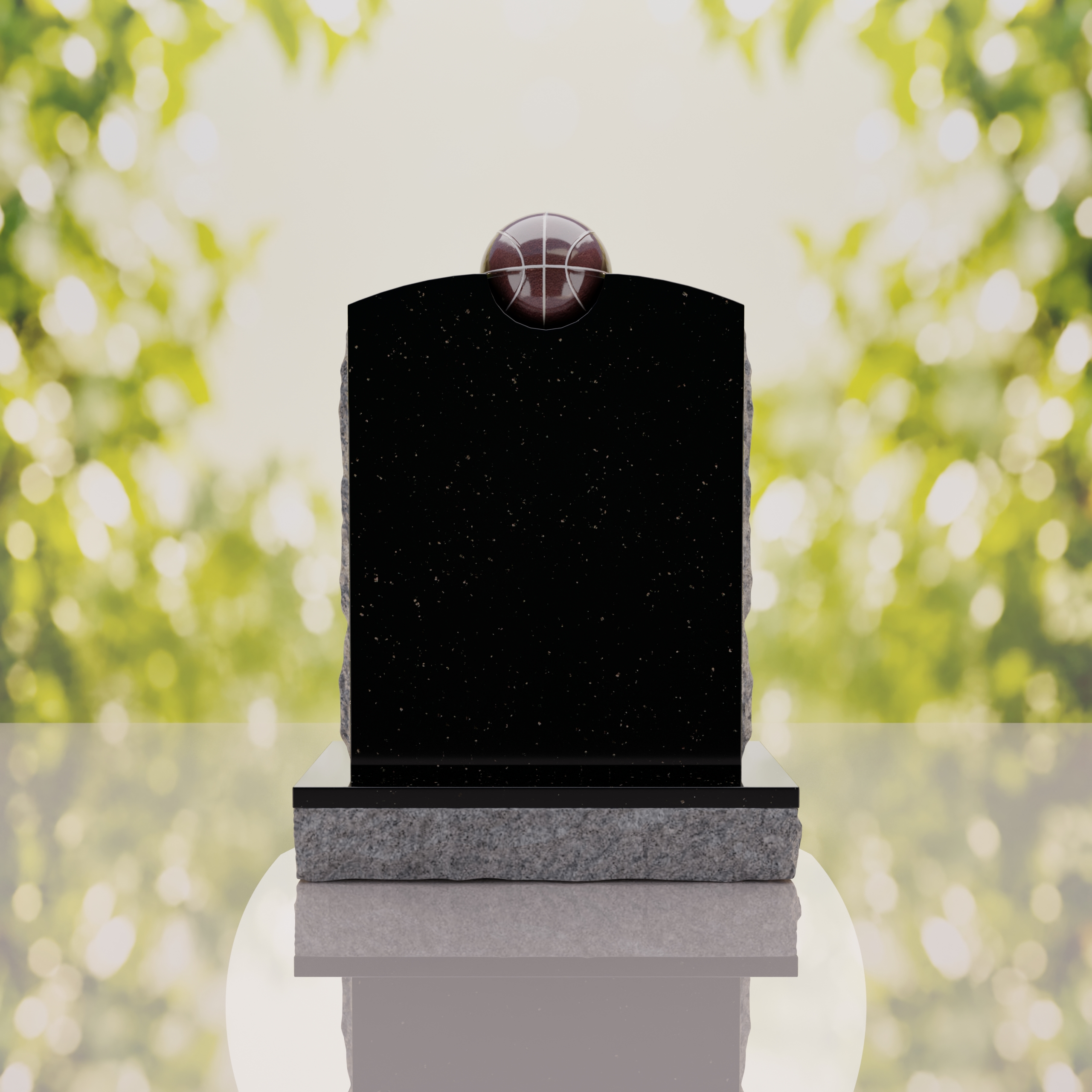 Modern Memorial Headstone with Ball Accent thumbnail 6
