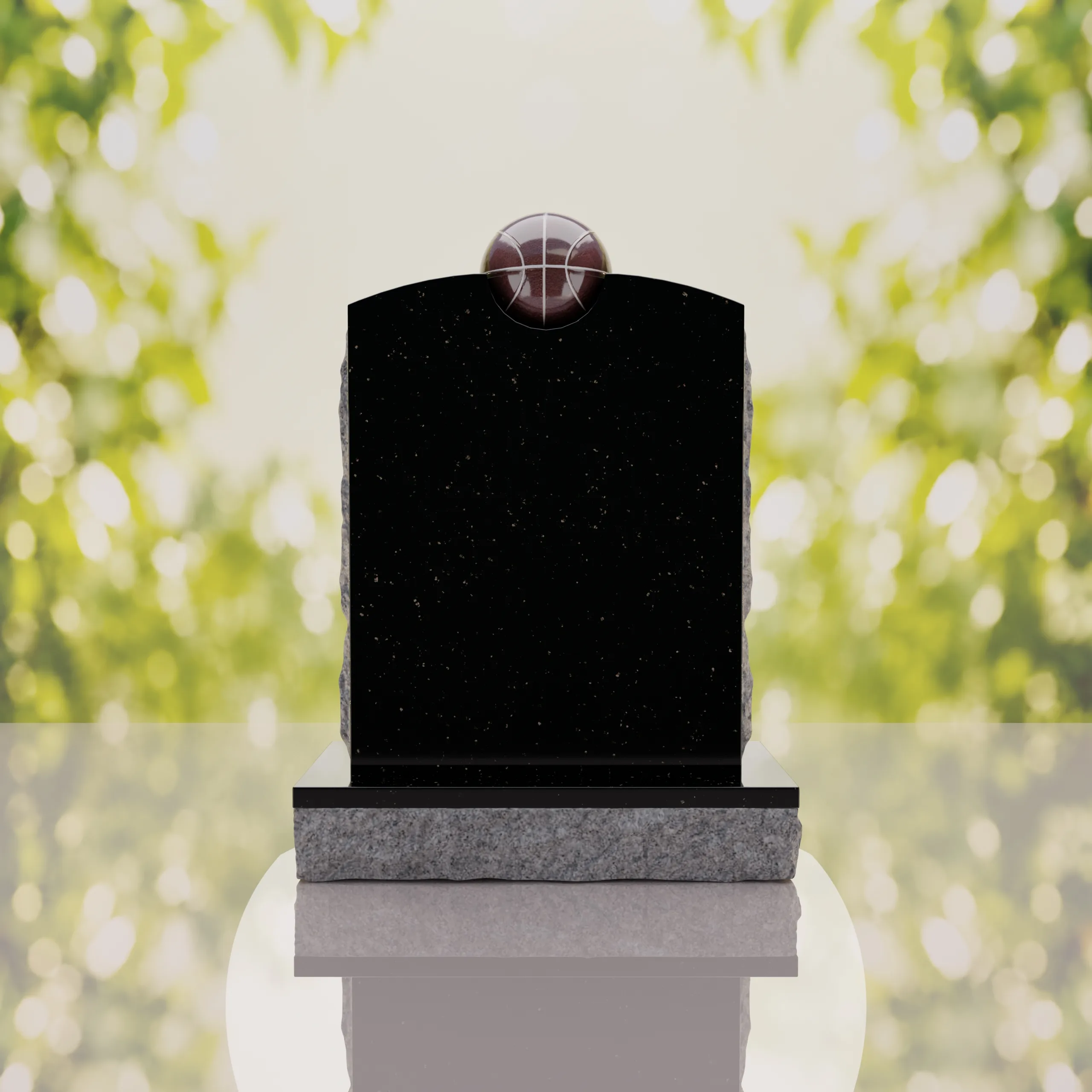 Modern Memorial Headstone with Ball Accent thumbnail 6