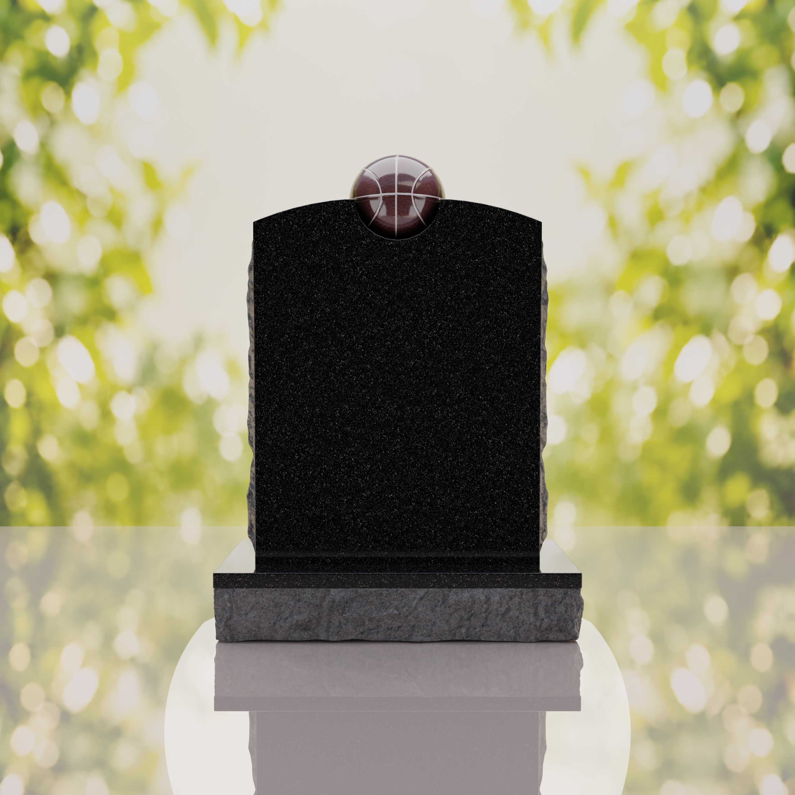 Modern Memorial Headstone with Ball Accent thumbnail 12