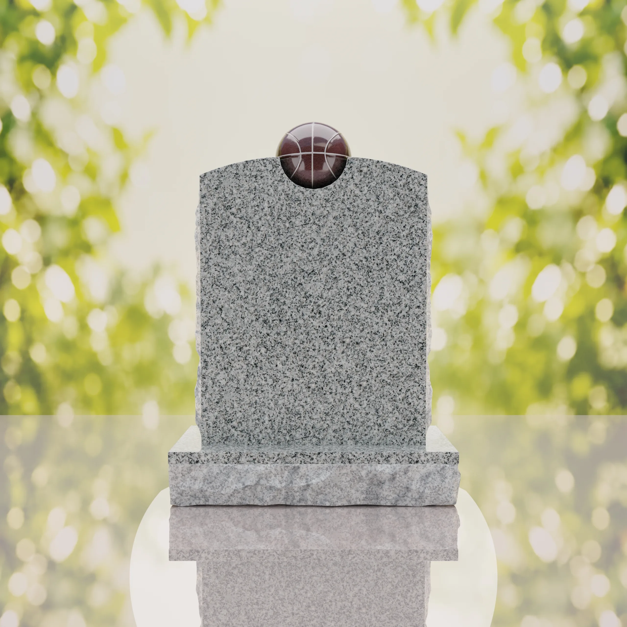 Modern Memorial Headstone with Ball Accent thumbnail 9