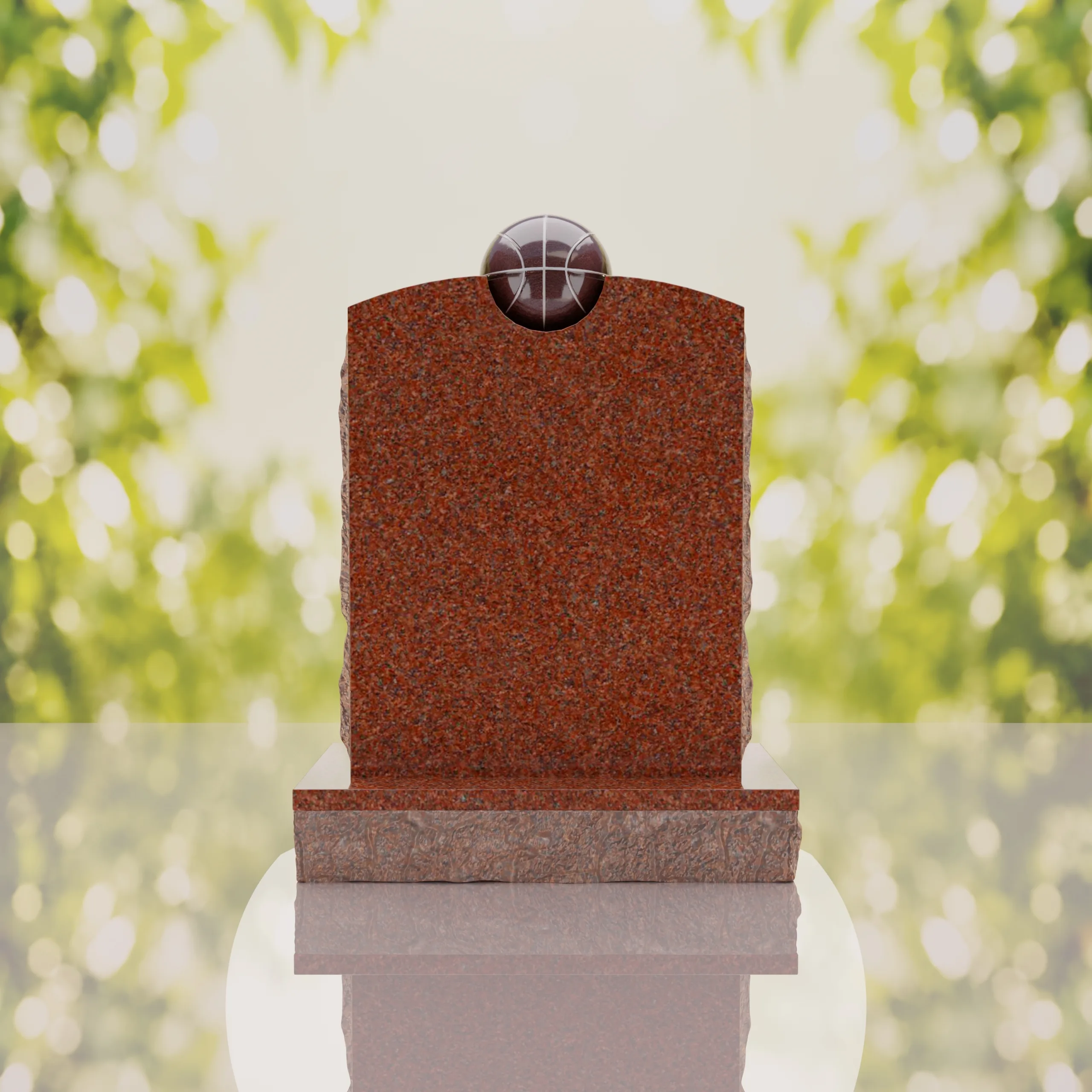 Modern Memorial Headstone with Ball Accent thumbnail 15