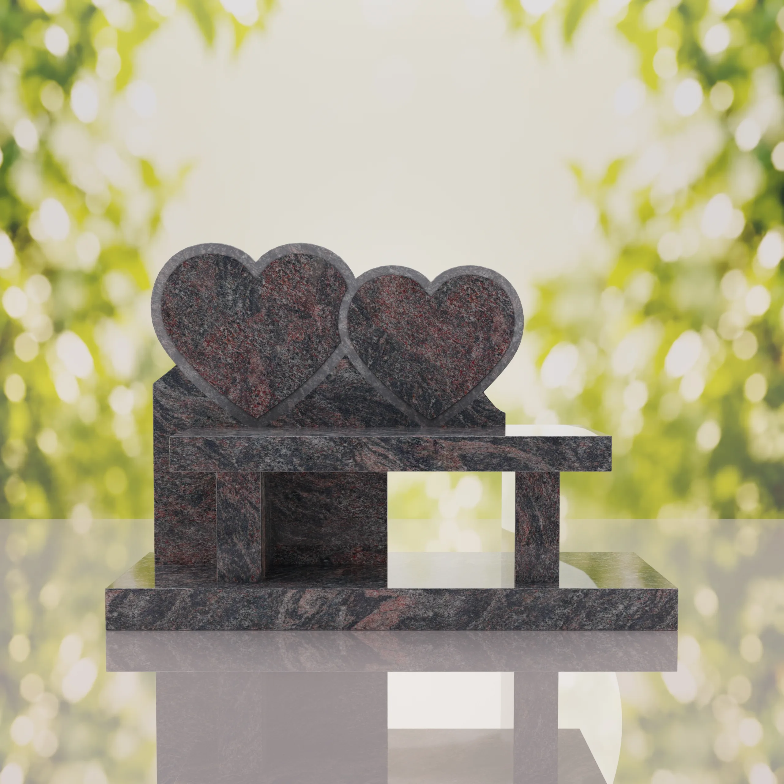 Double Heart Bench Headstone thumbnail 5