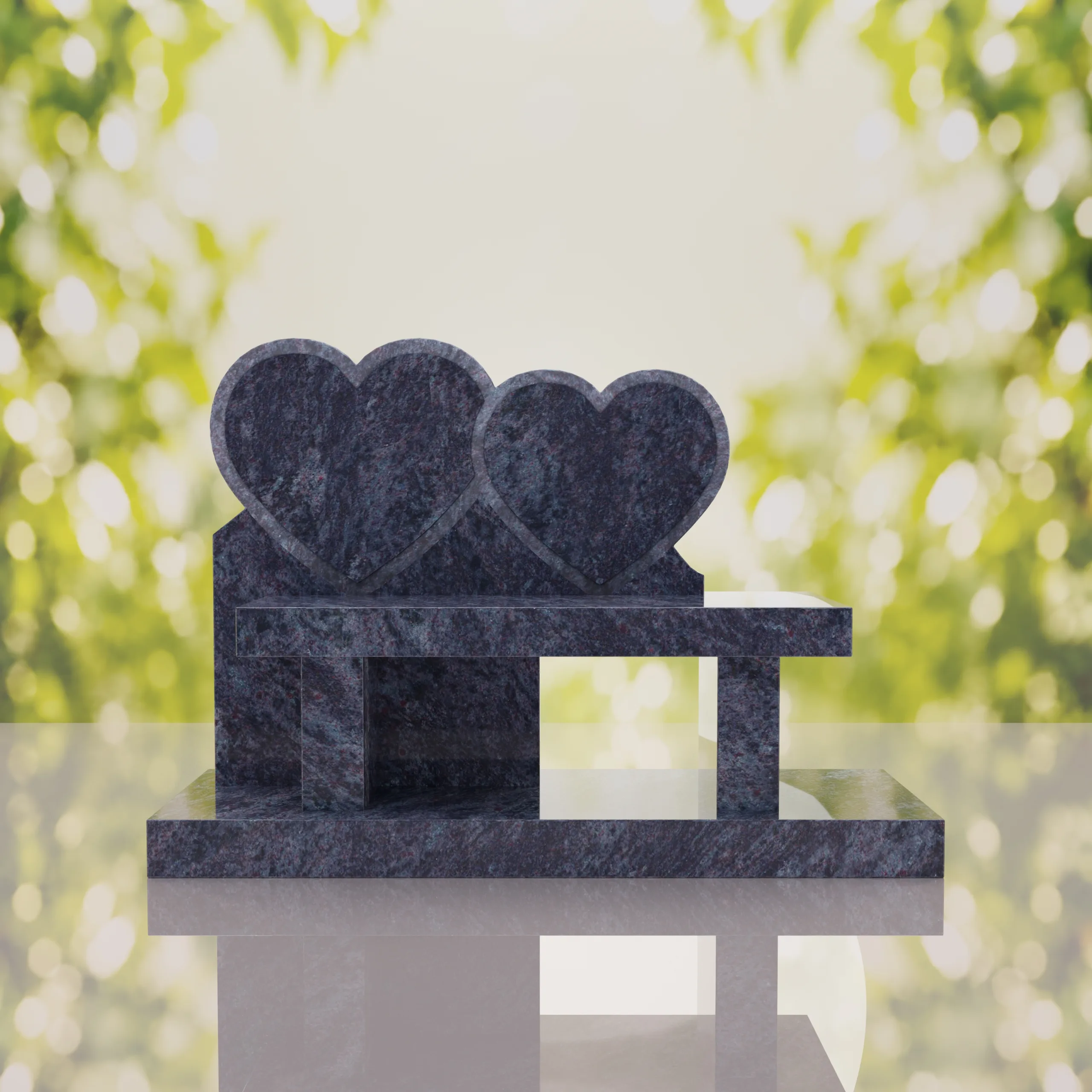 Double Heart Bench Headstone thumbnail 8