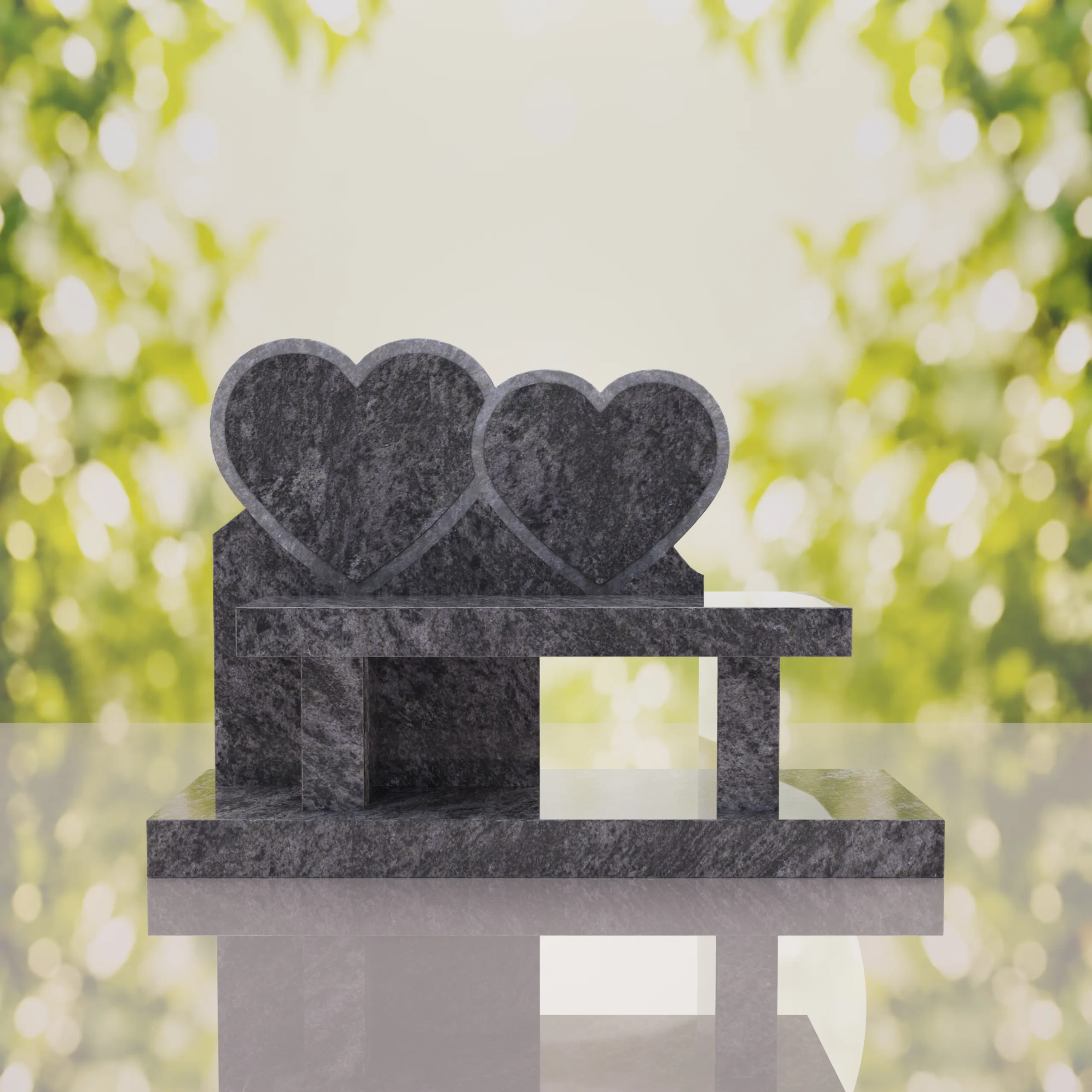 Double Heart Bench Headstone thumbnail 11