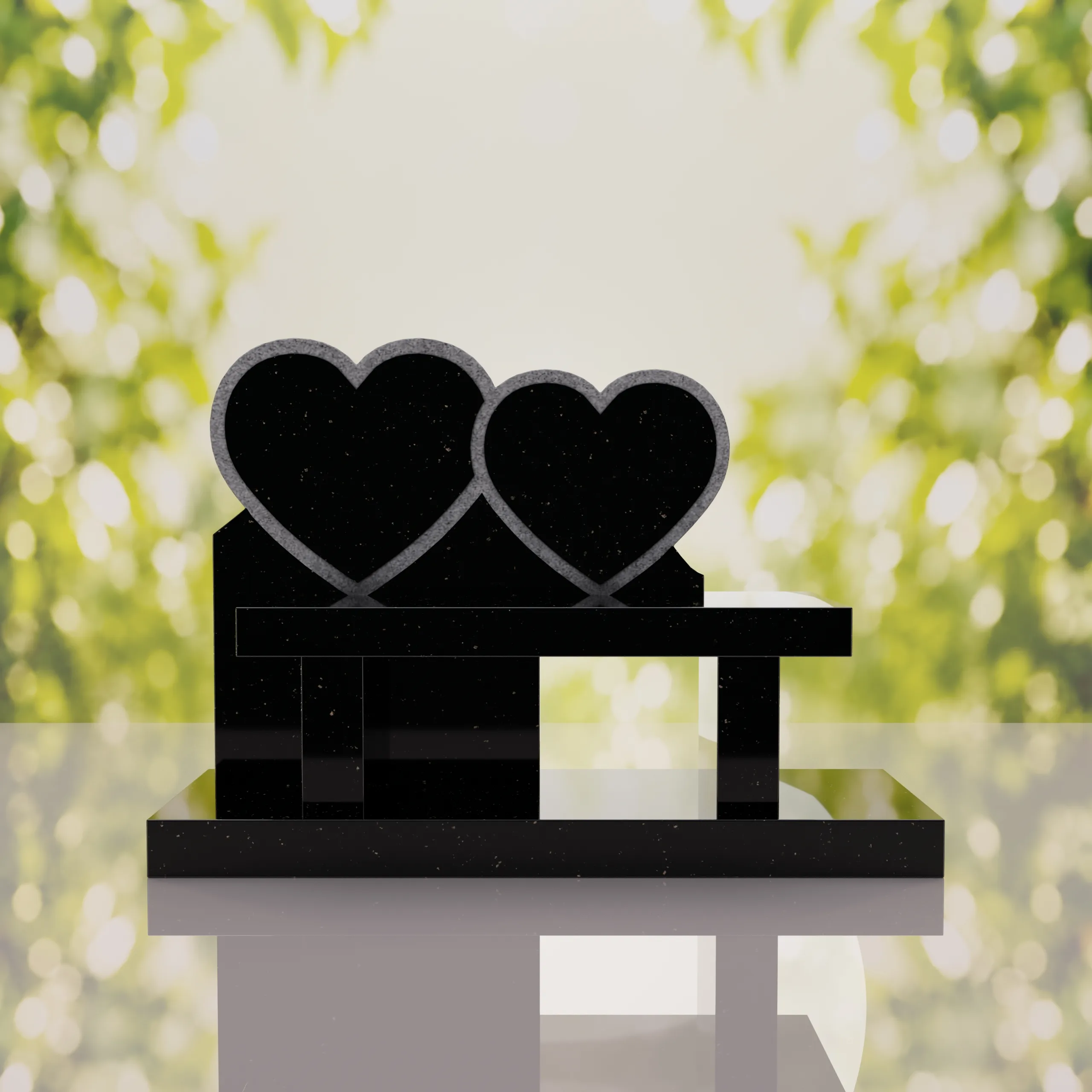 Double Heart Bench Headstone thumbnail 14