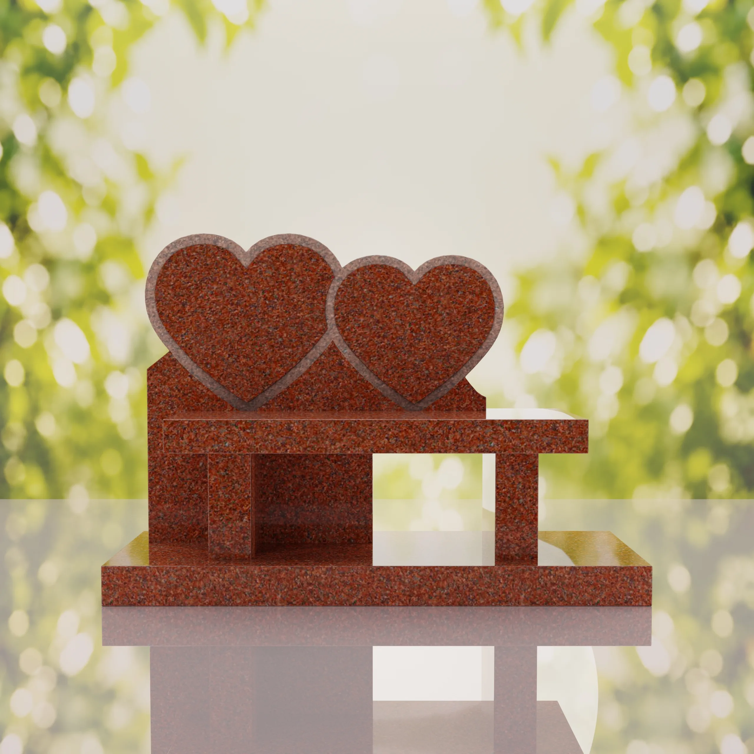 Double Heart Bench Headstone thumbnail 2