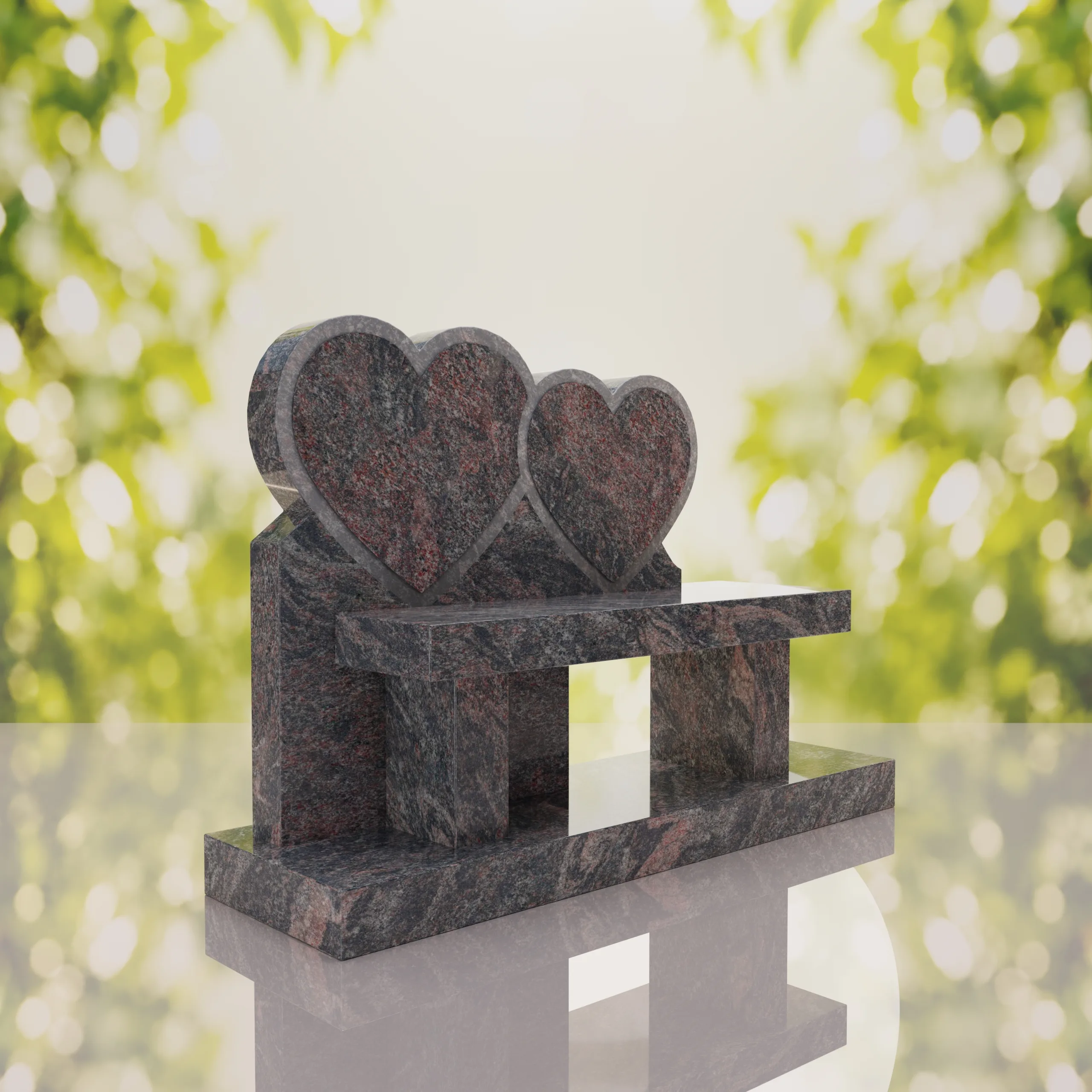 Double Heart Bench Headstone thumbnail 4