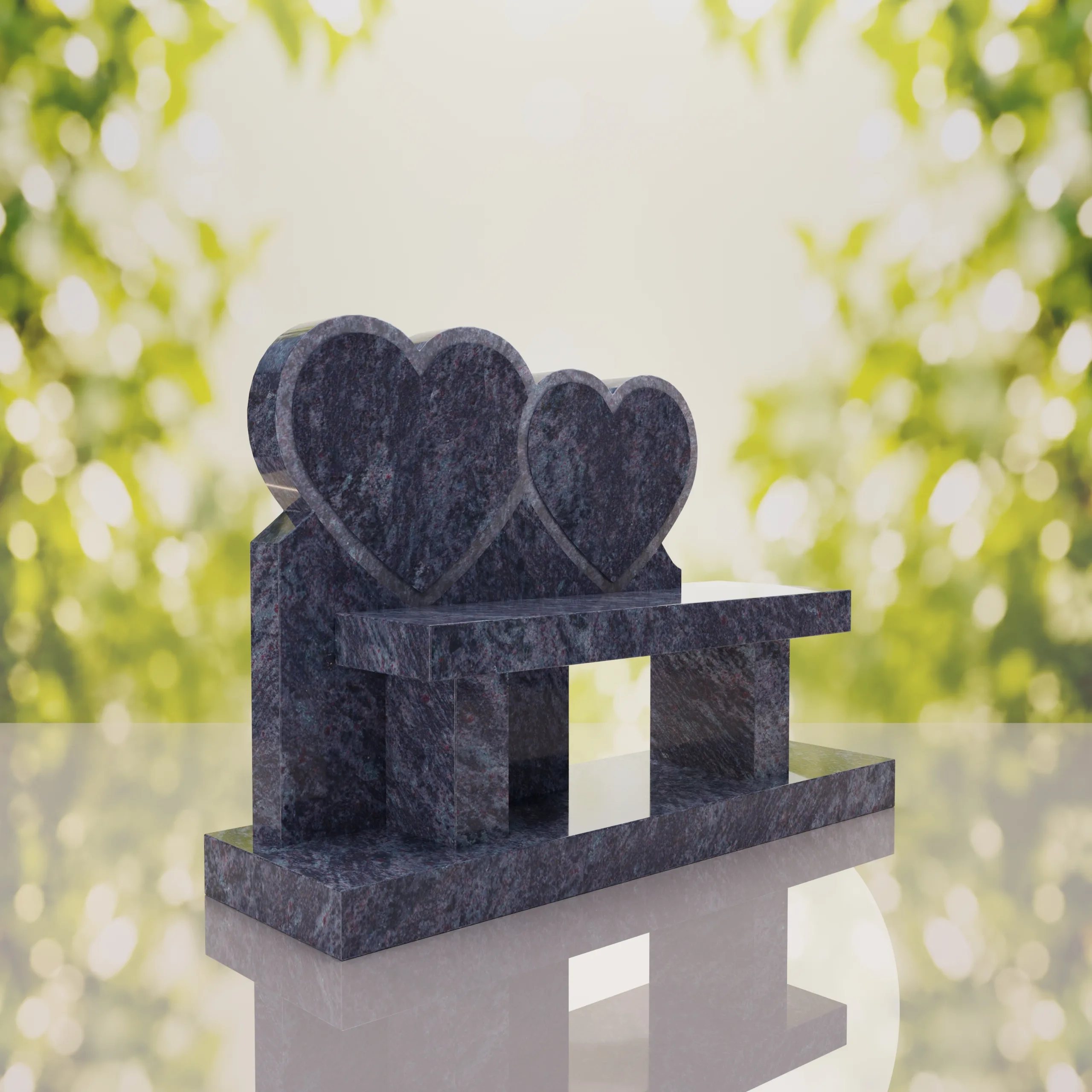 Double Heart Bench Headstone thumbnail 7