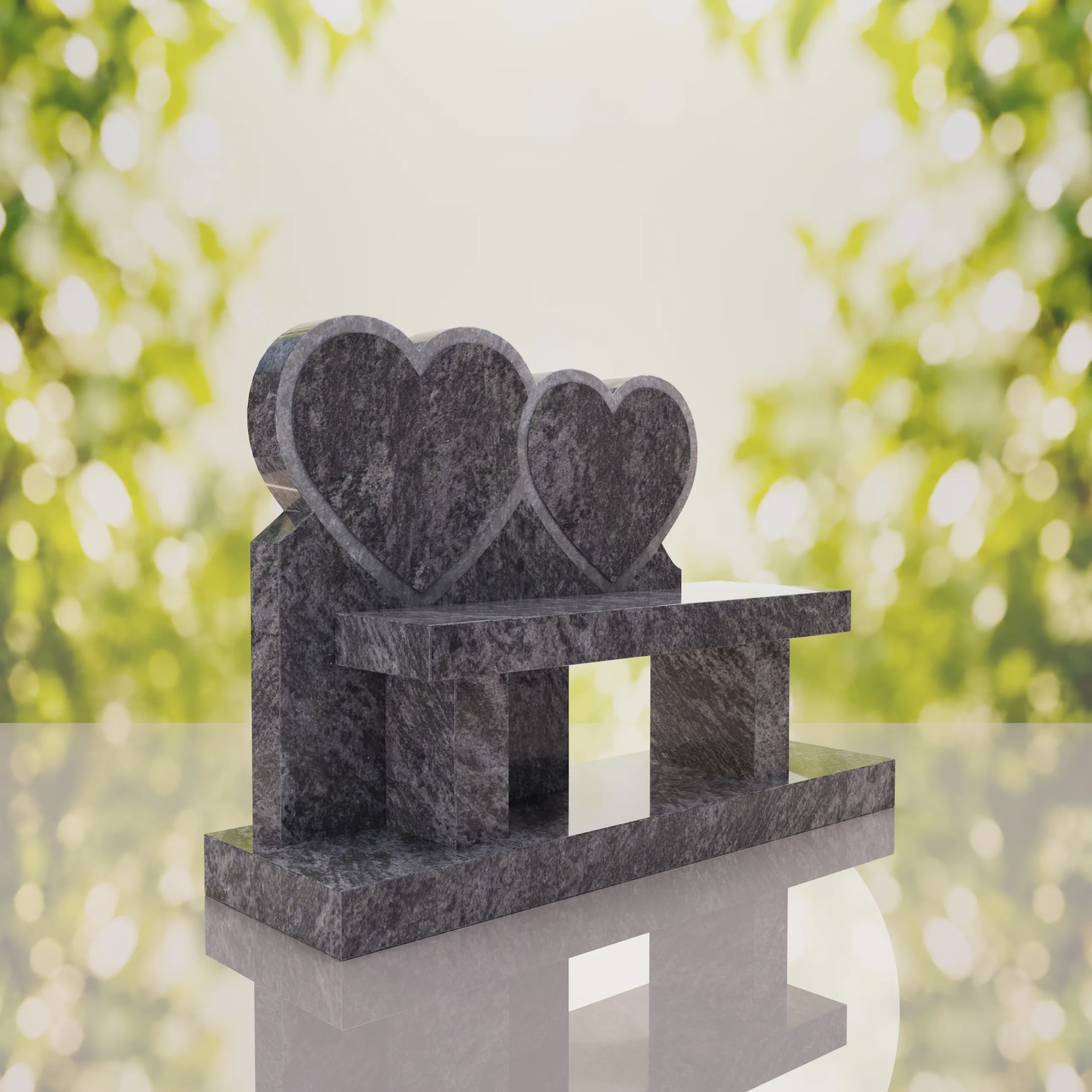 Double Heart Bench Headstone thumbnail 10