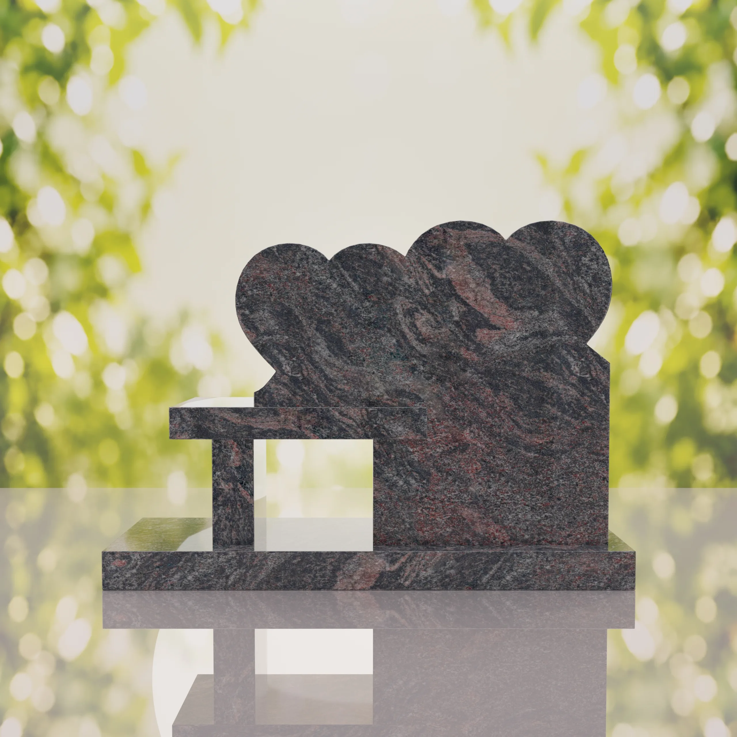 Double Heart Bench Headstone thumbnail 6
