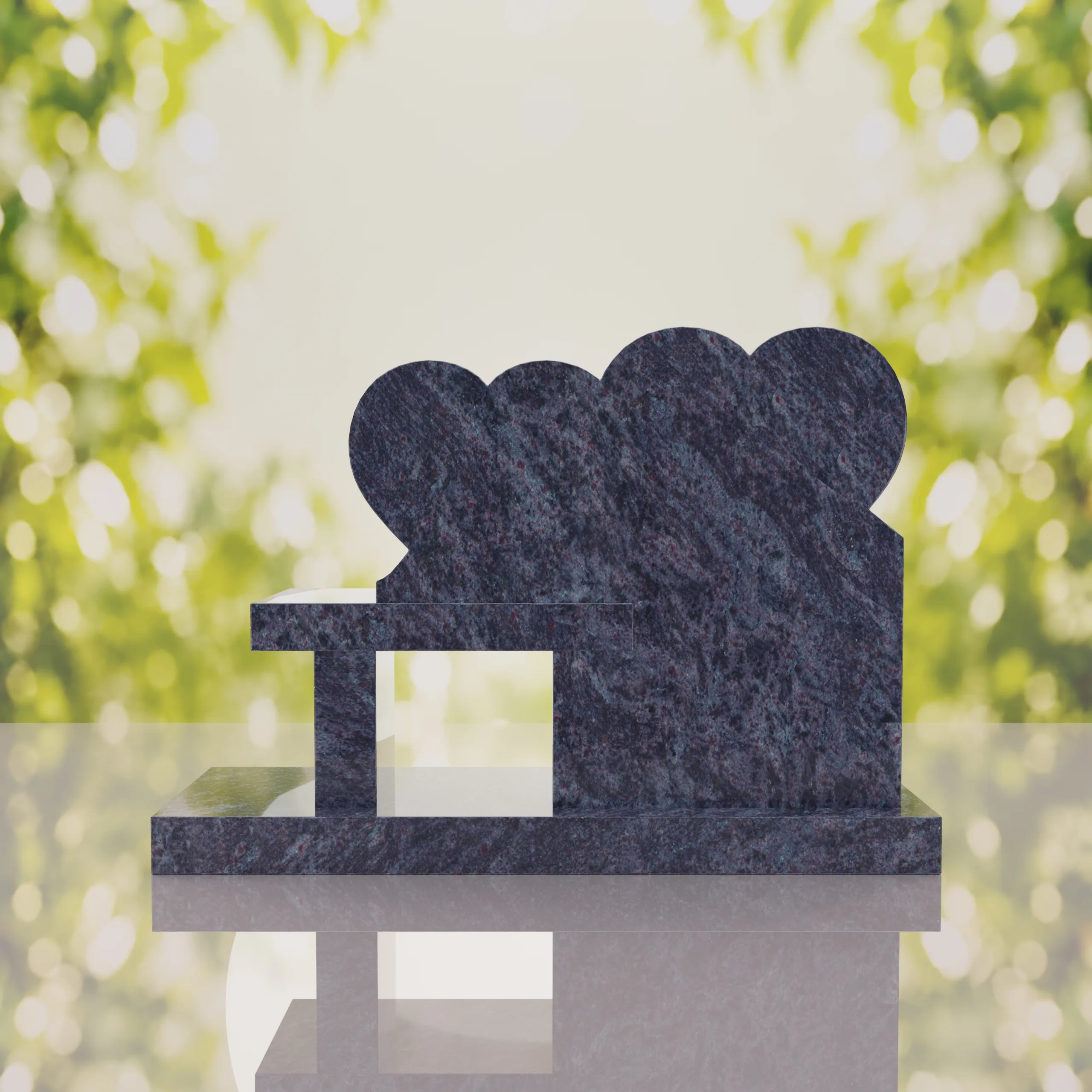 Double Heart Bench Headstone thumbnail 9