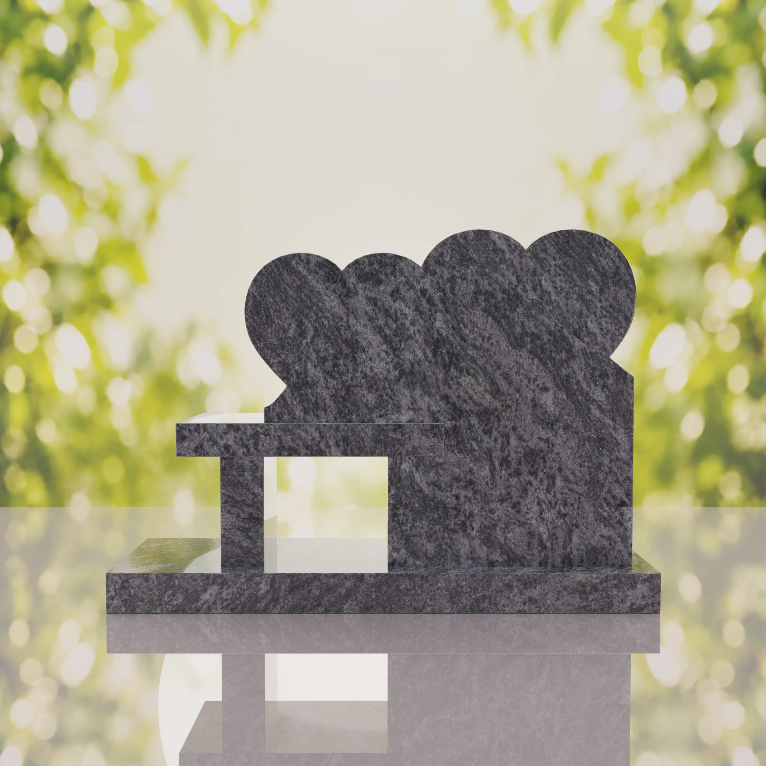 Double Heart Bench Headstone thumbnail 12