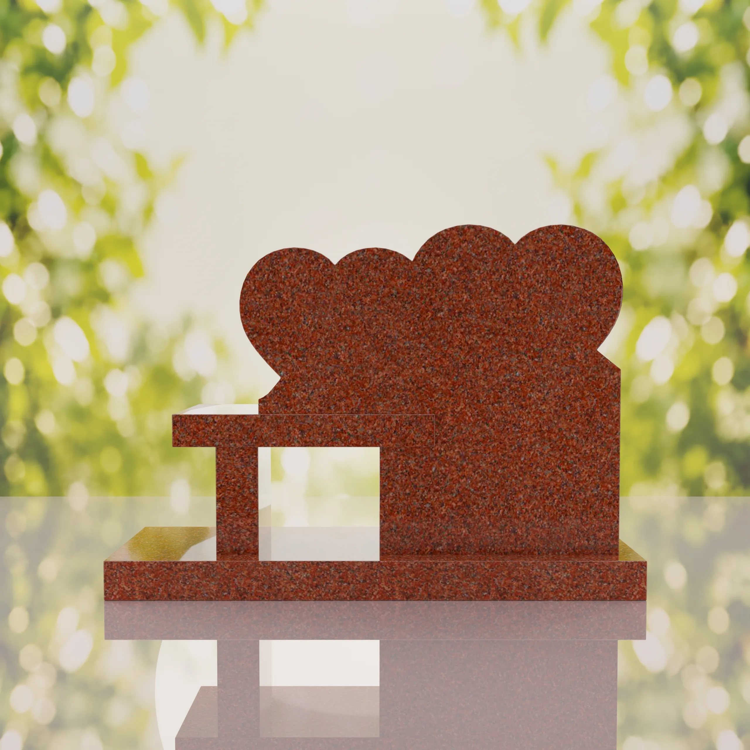 Double Heart Bench Headstone thumbnail 3