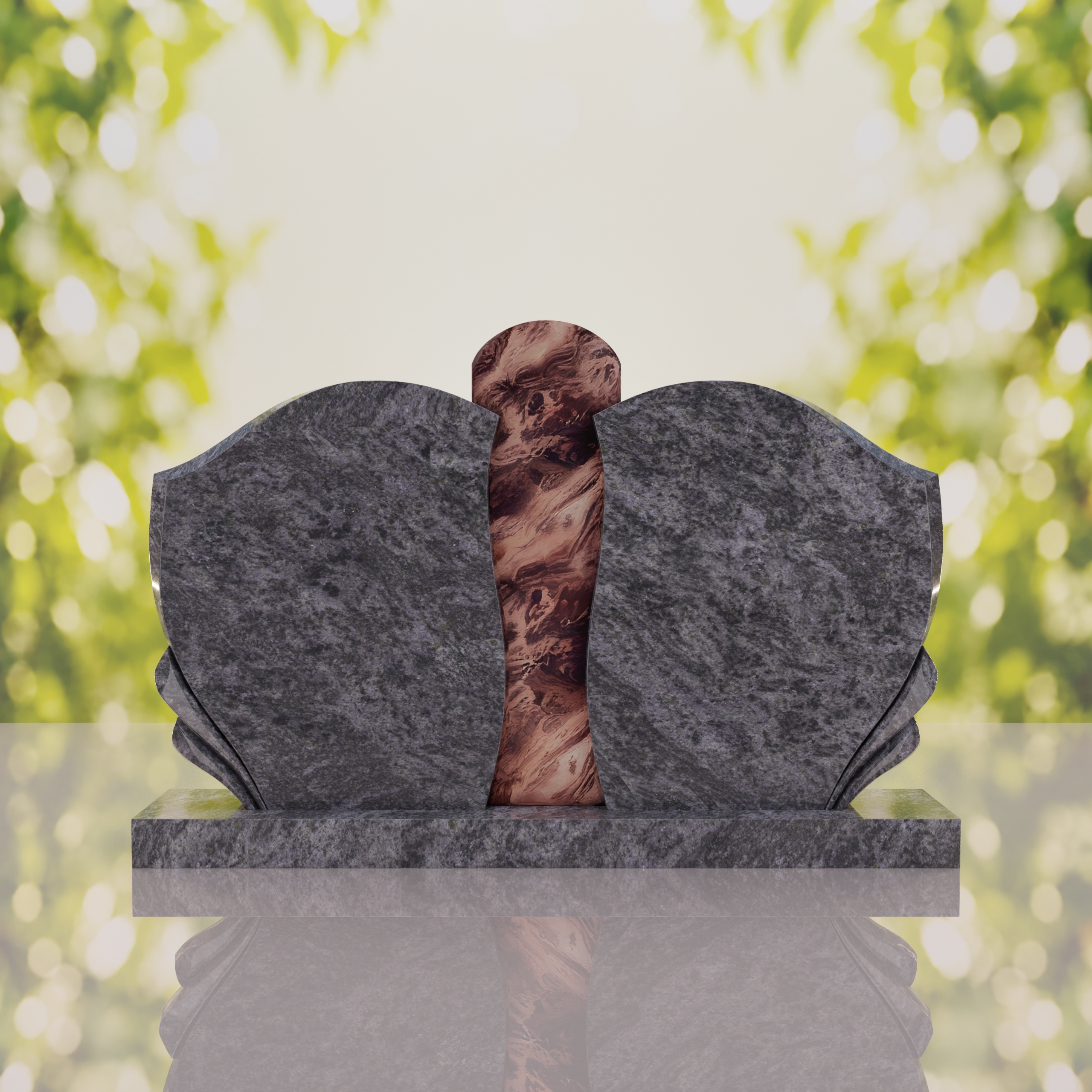 Sculpted Curved Companion Upright Granite Headstone thumbnail 4