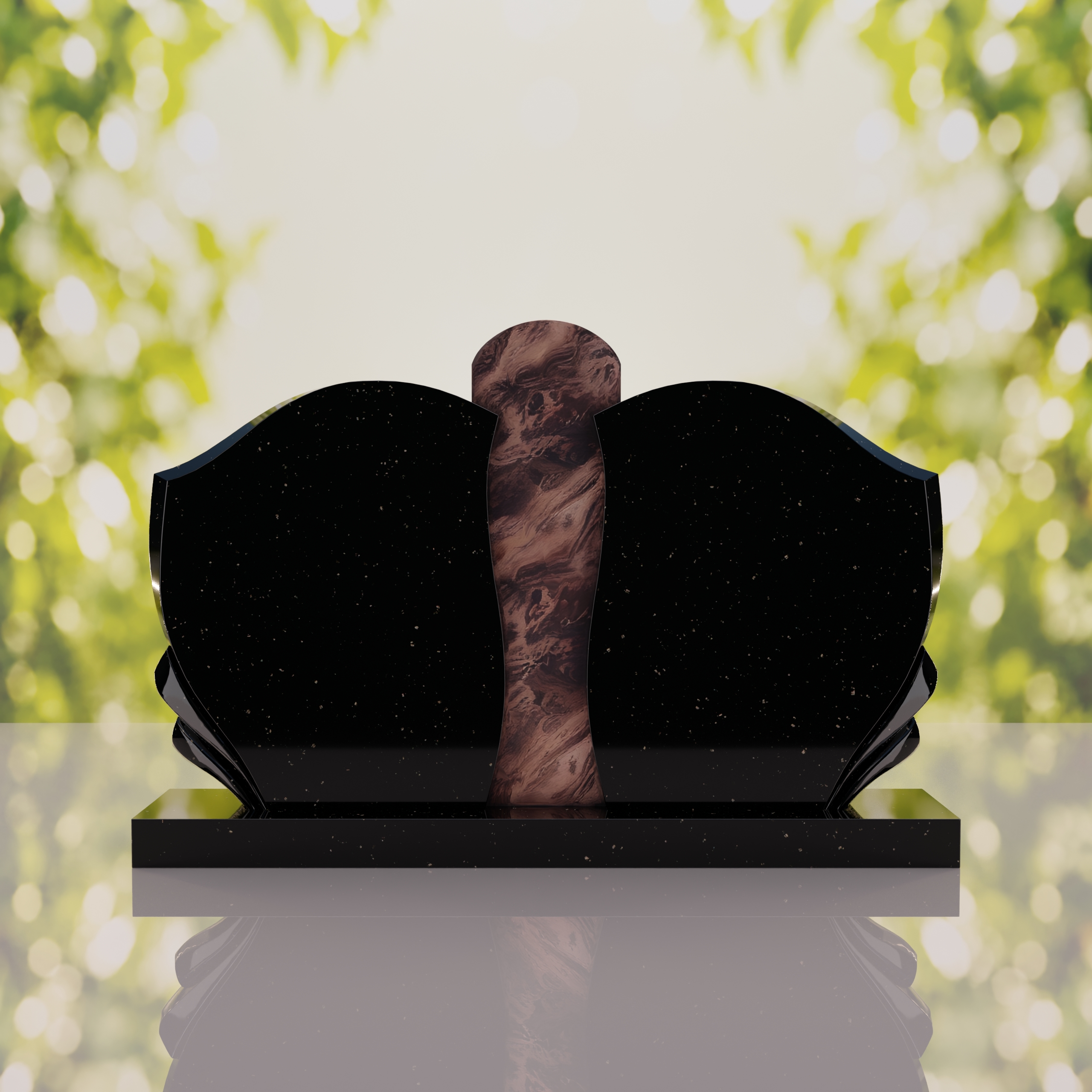Sculpted Curved Companion Upright Granite Headstone thumbnail 6
