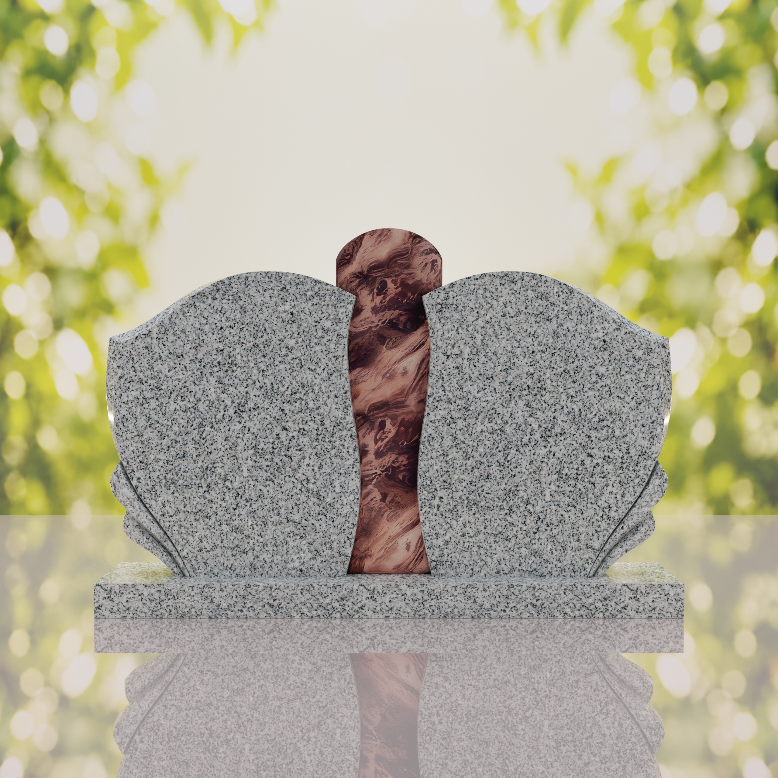 Sculpted Curved Companion Upright Granite Headstone thumbnail 9