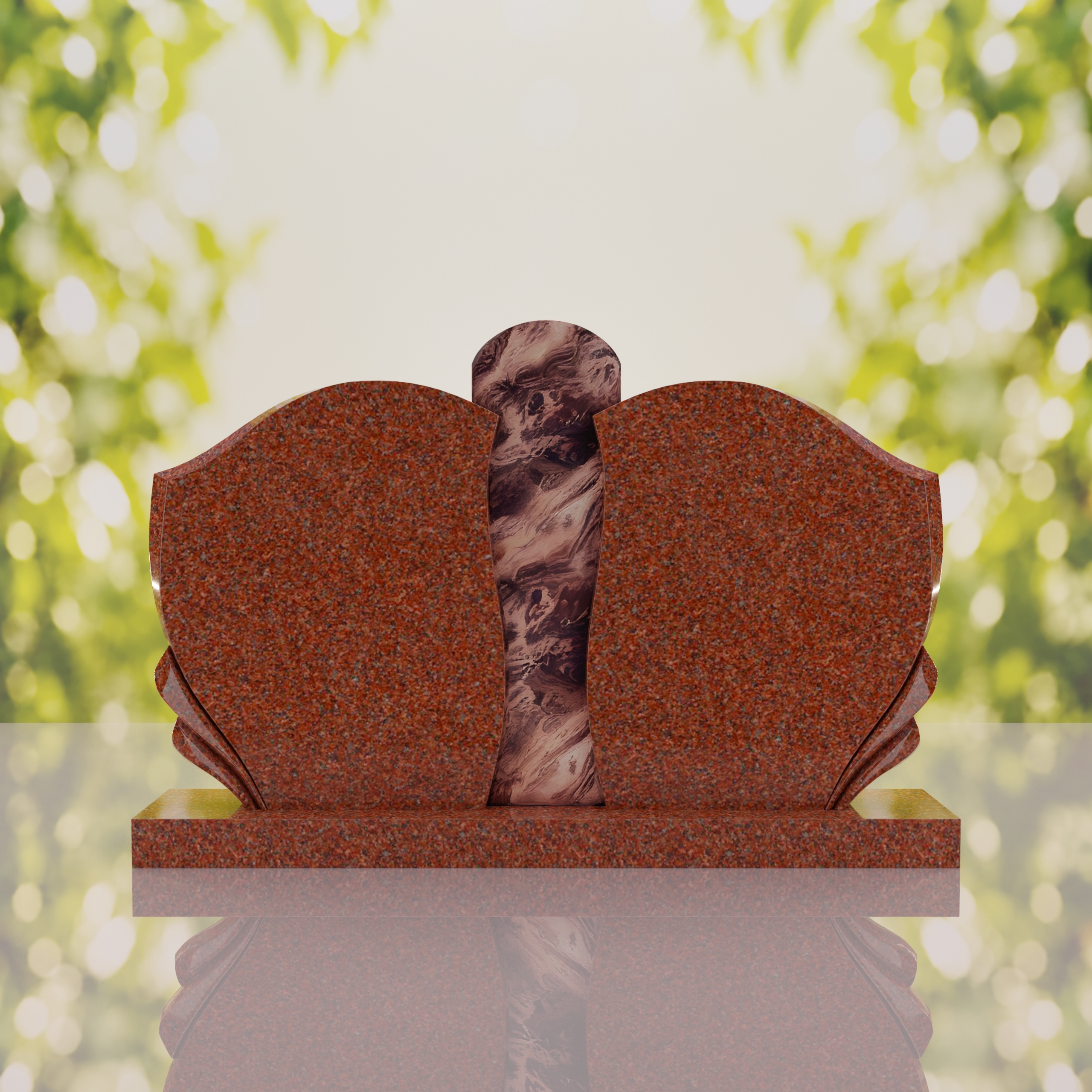 Sculpted Curved Companion Upright Granite Headstone thumbnail 15