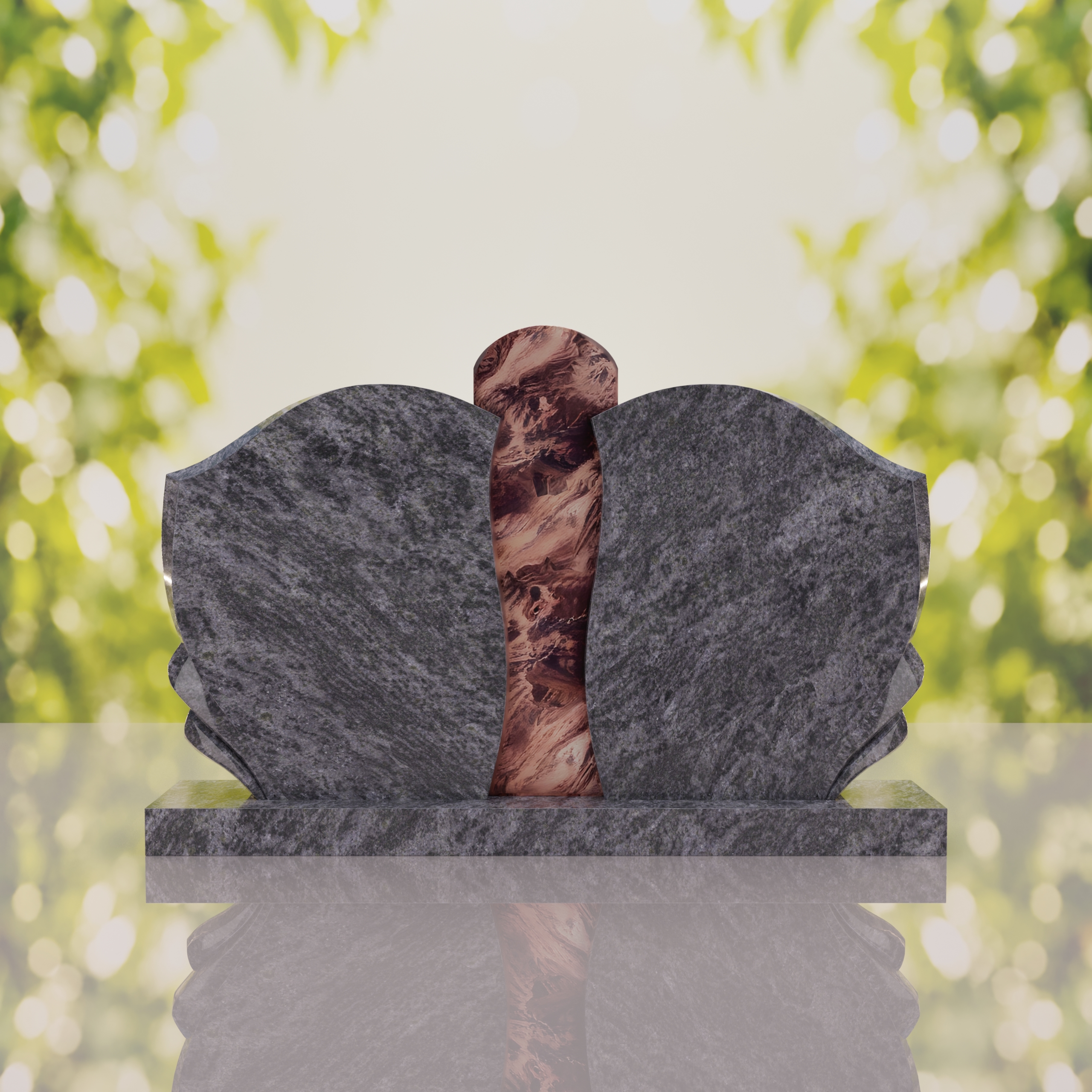 Sculpted Curved Companion Upright Granite Headstone thumbnail 2