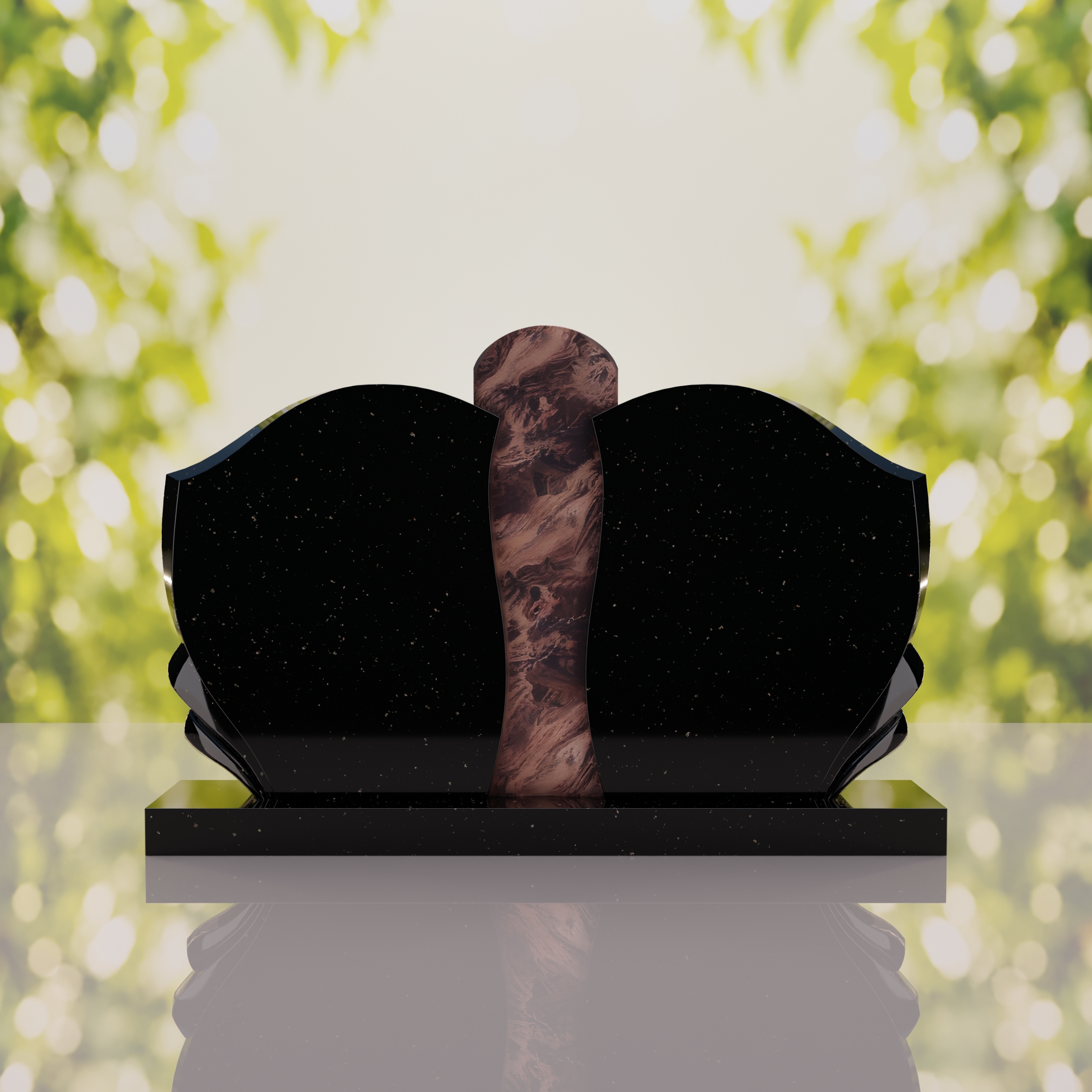 Sculpted Curved Companion Upright Granite Headstone thumbnail 5