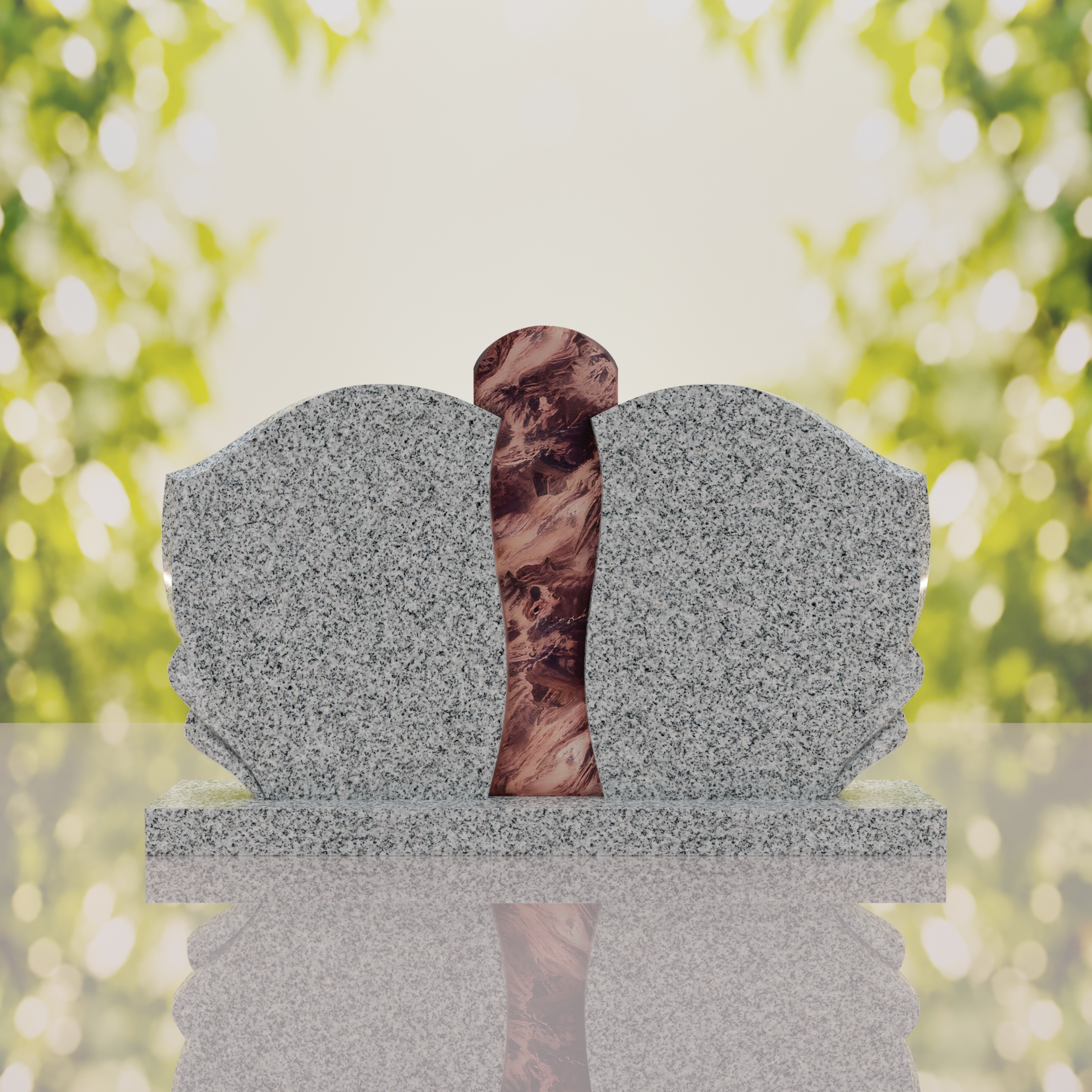 Sculpted Curved Companion Upright Granite Headstone thumbnail 7