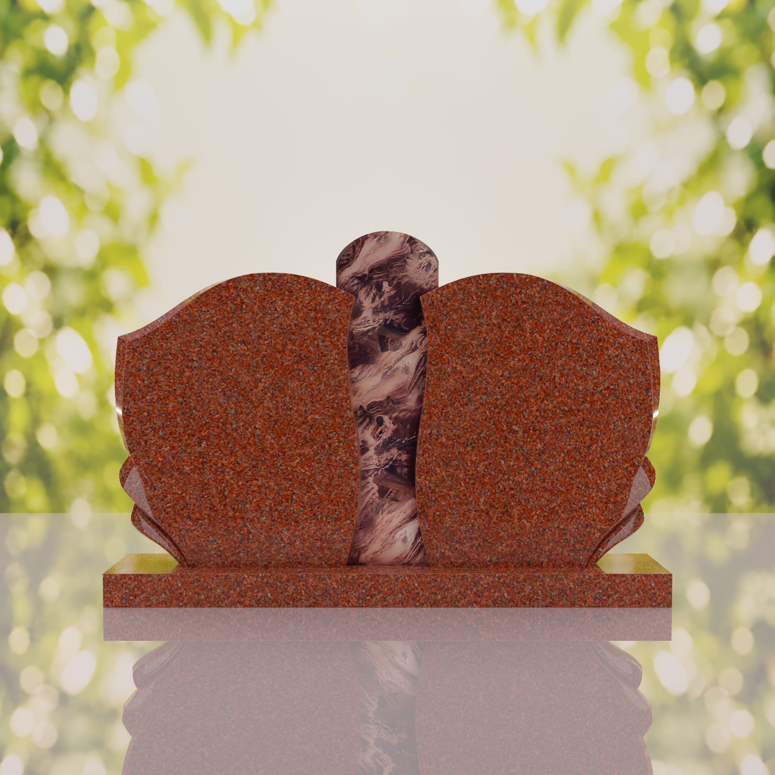 Sculpted Curved Companion Upright Granite Headstone thumbnail 13