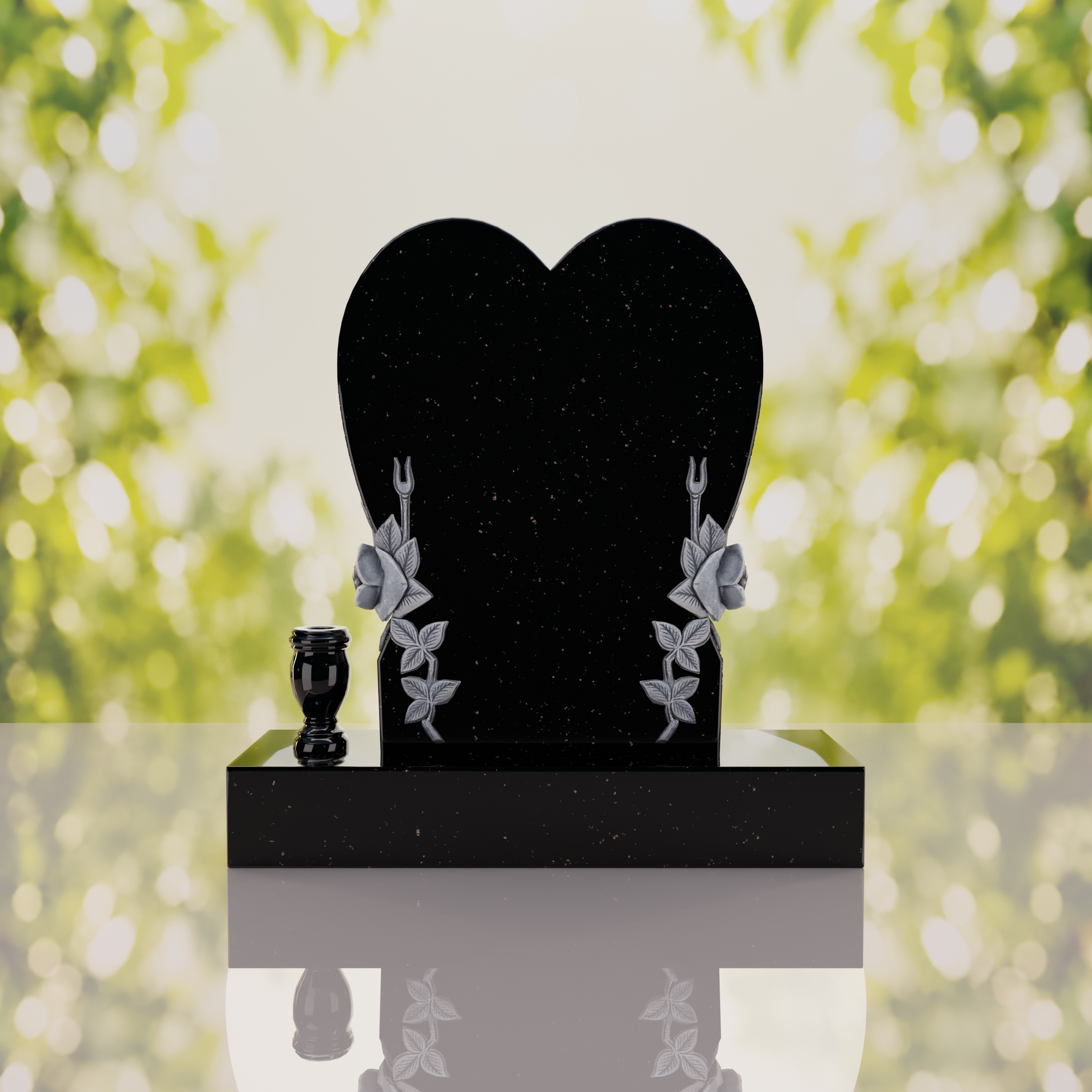 Heart Headstone with Laurel Leaves thumbnail 5
