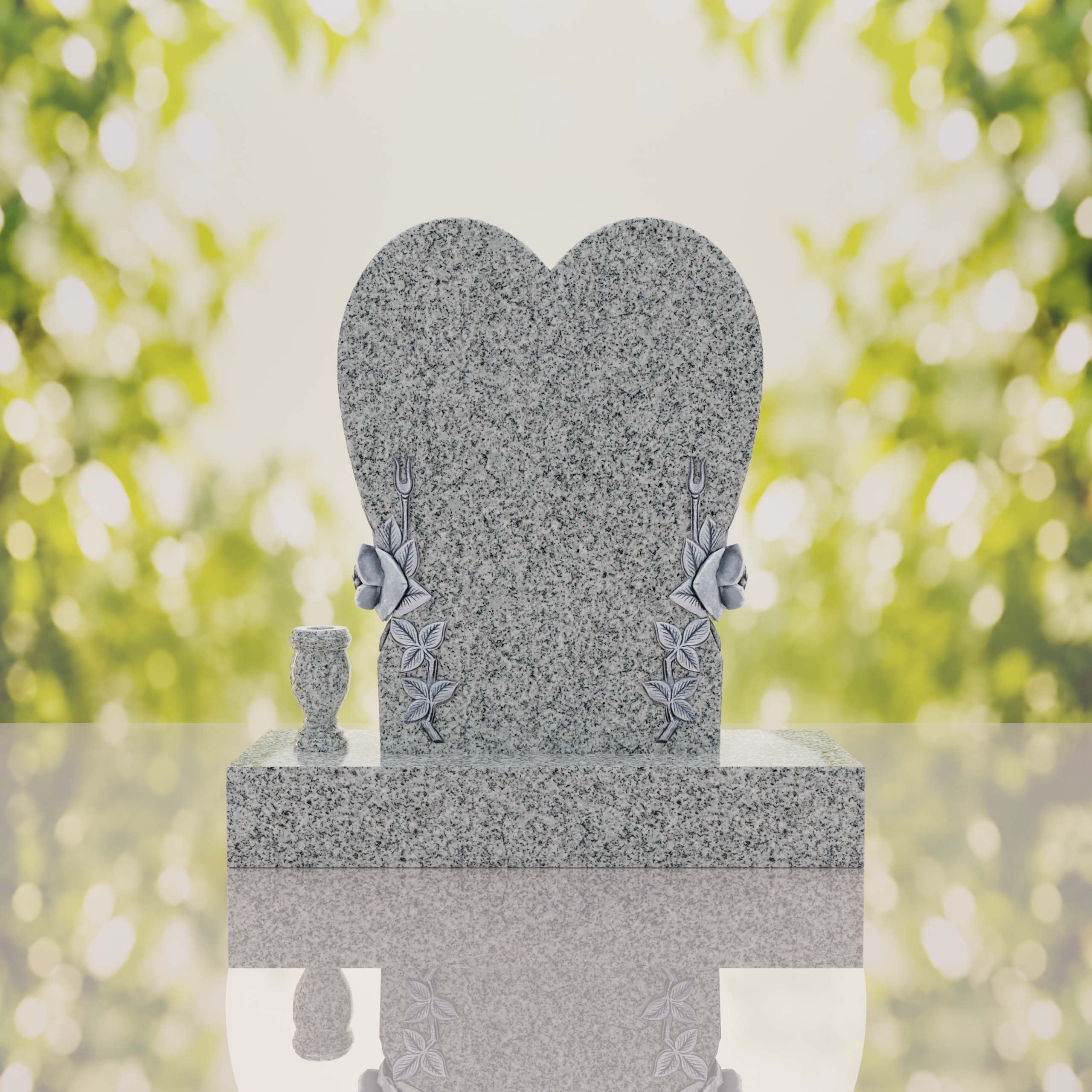 Heart Headstone with Laurel Leaves thumbnail 8