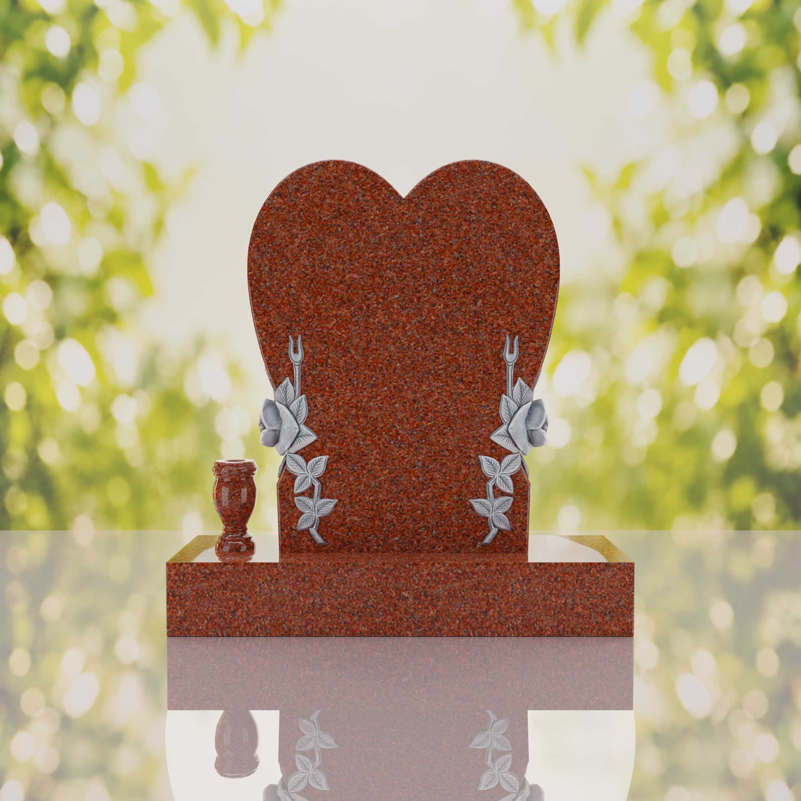 Heart Headstone with Laurel Leaves thumbnail 14