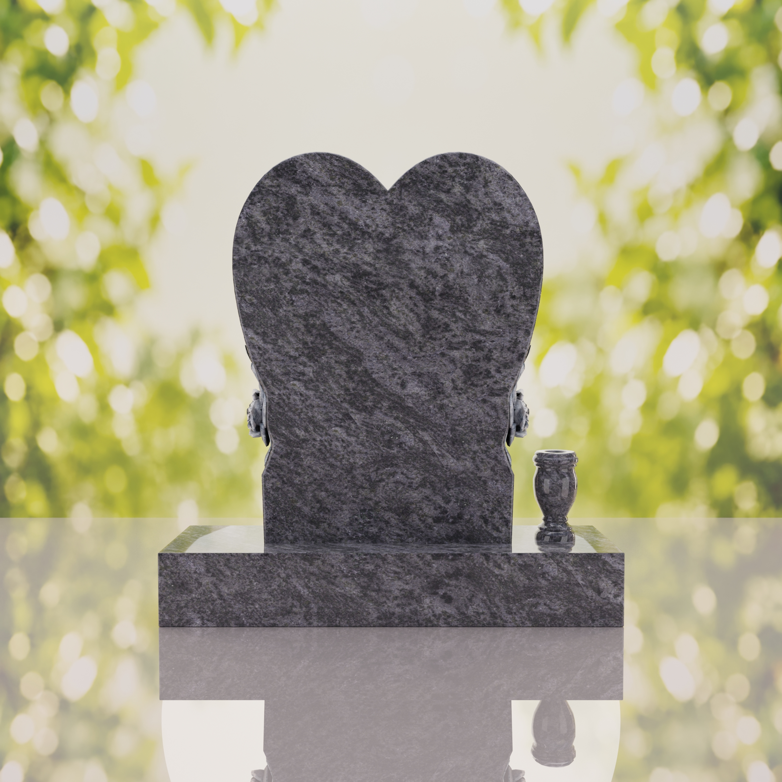 Heart Headstone with Laurel Leaves thumbnail 4