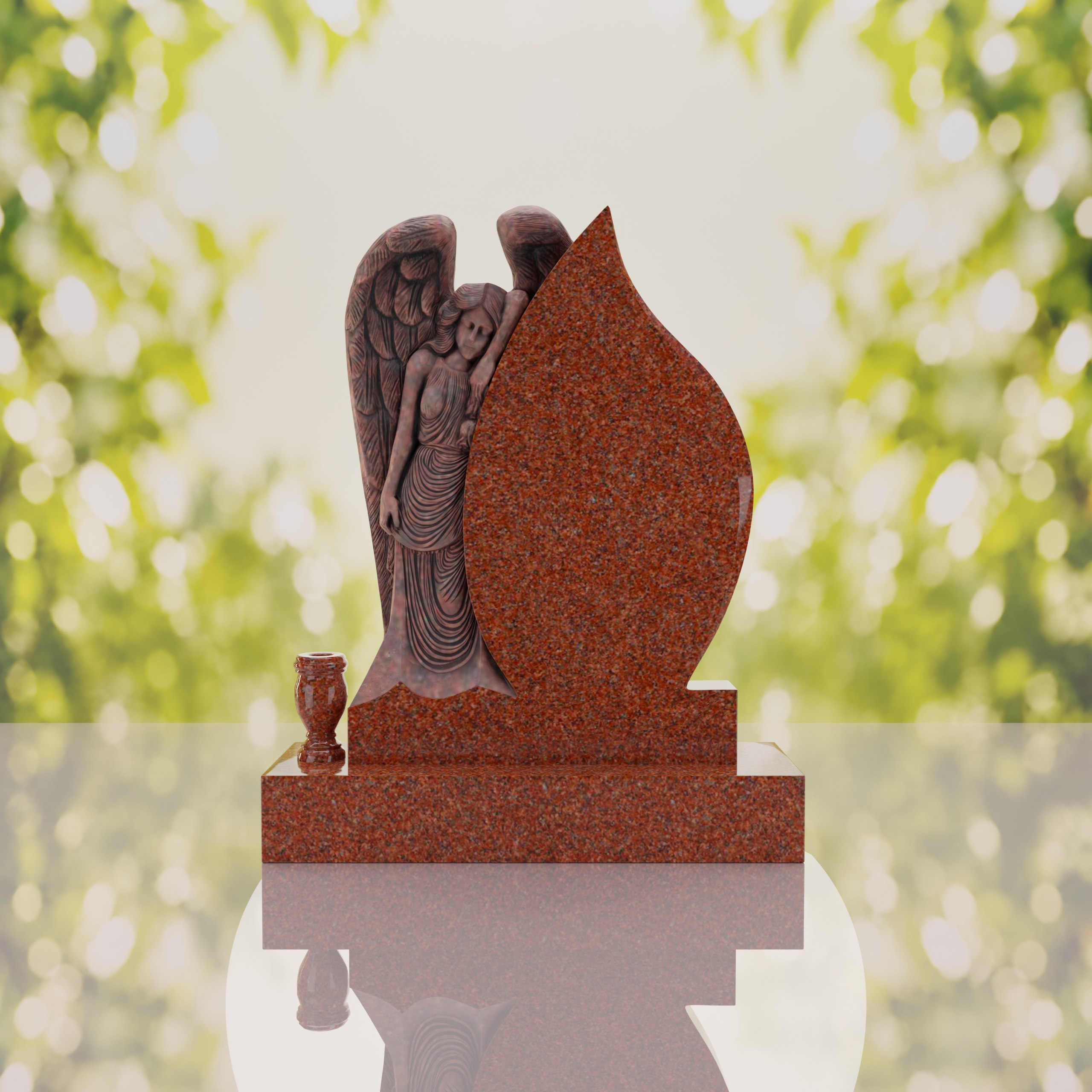 Angel Teardrop Upright Headstone thumbnail 2