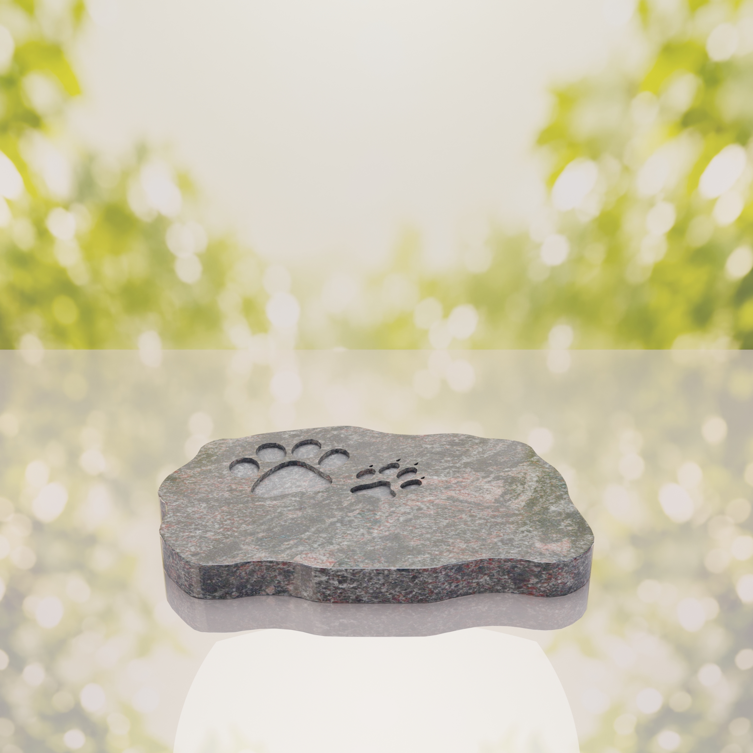 Shape Flat Pet Headstone with Paw Prints thumbnail 14