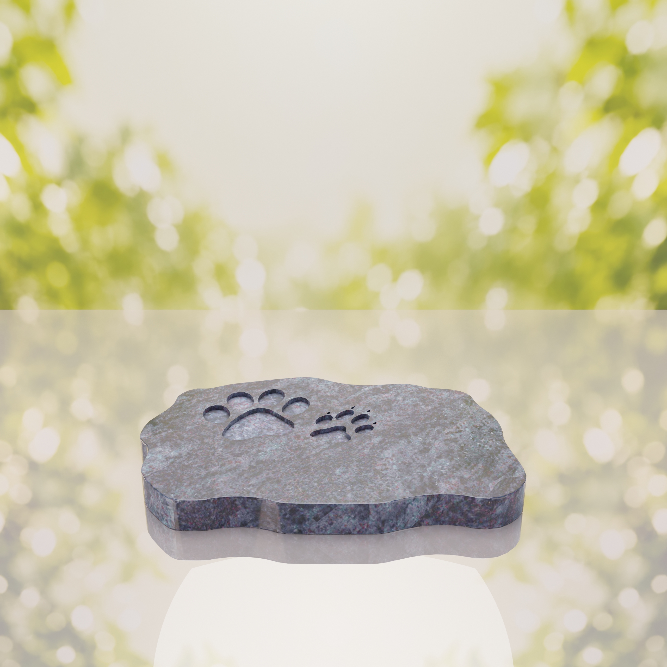 Shape Flat Pet Headstone with Paw Prints thumbnail 9