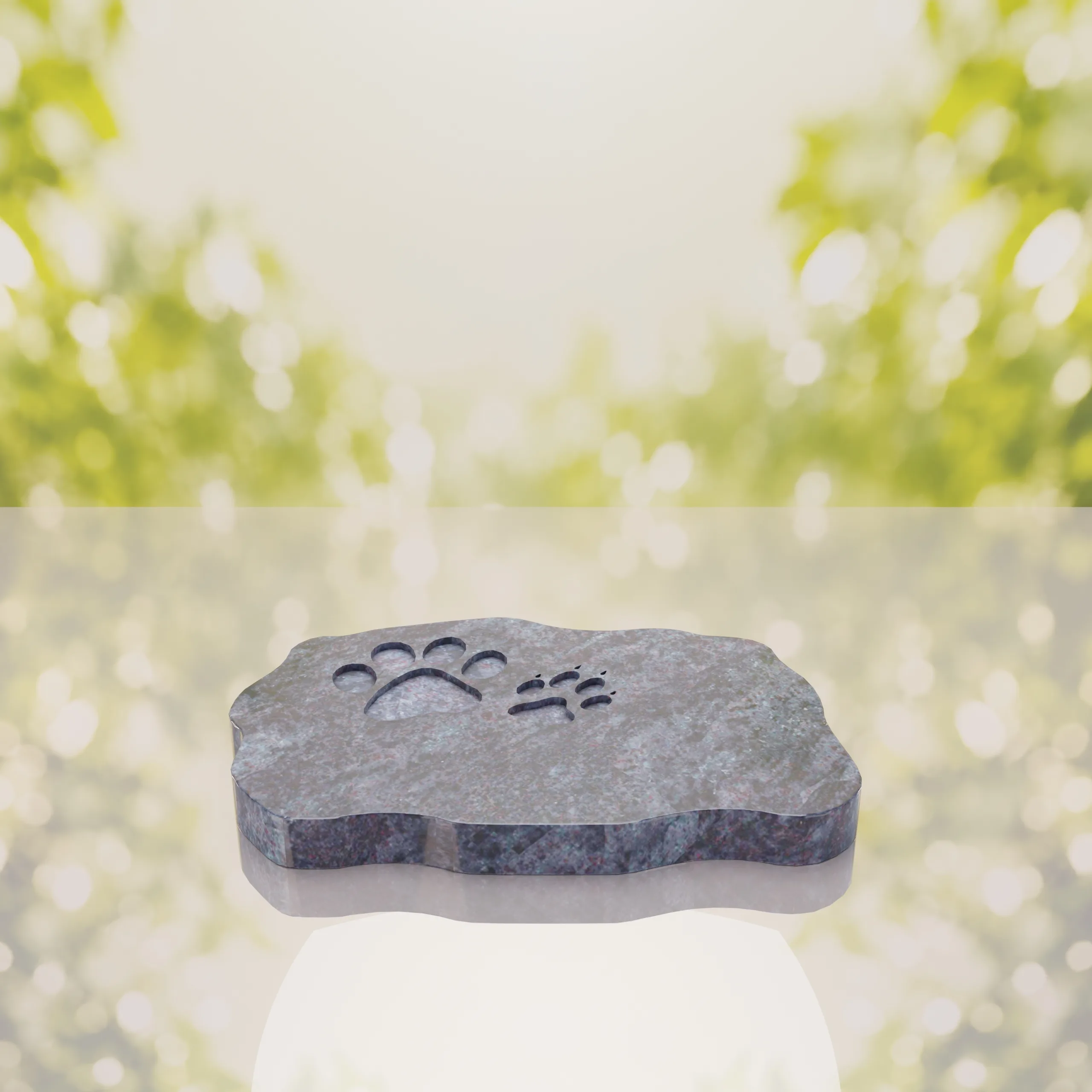 Shape Flat Pet Headstone with Paw Prints thumbnail 9
