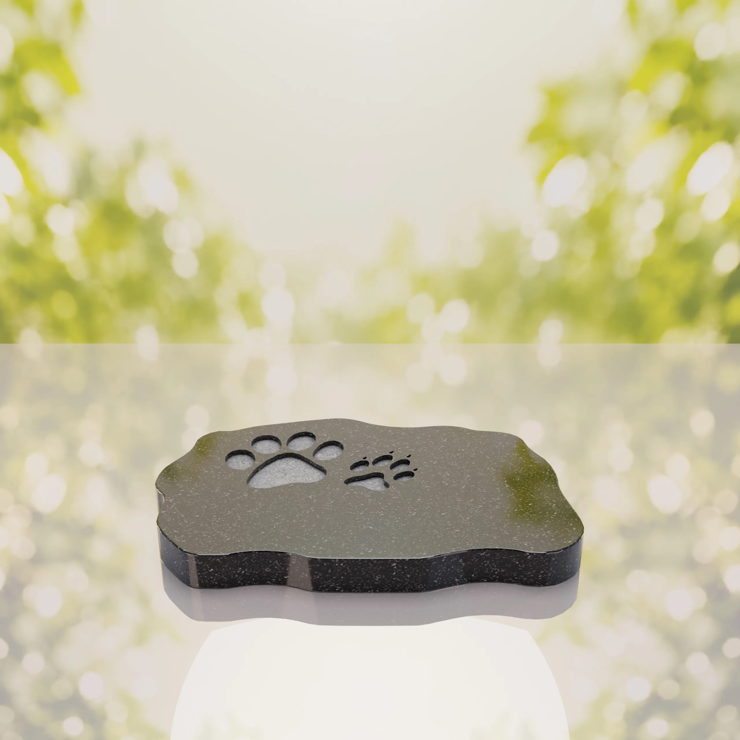 Shape Flat Pet Headstone with Paw Prints thumbnail 3