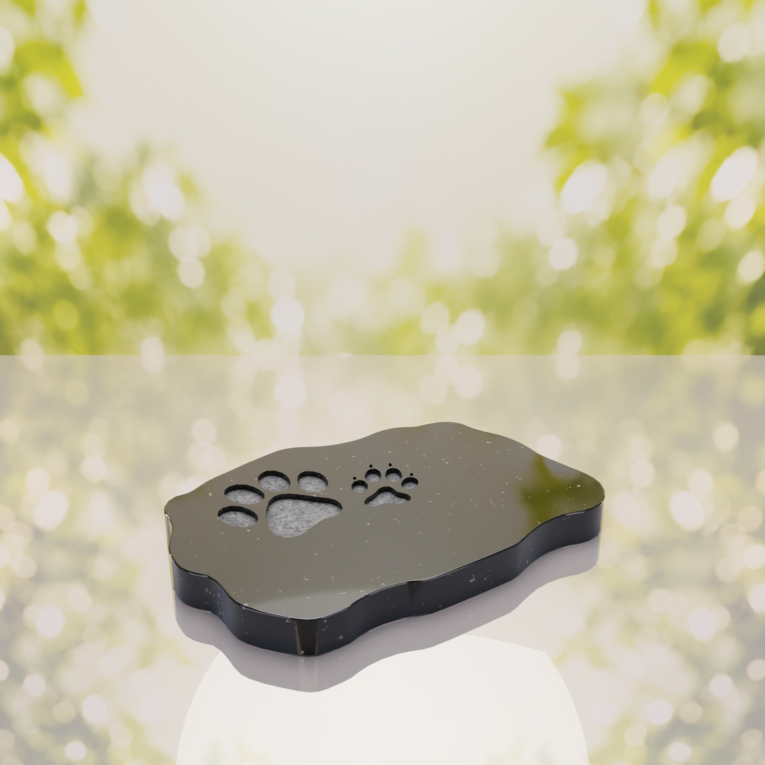 Shape Flat Pet Headstone with Paw Prints