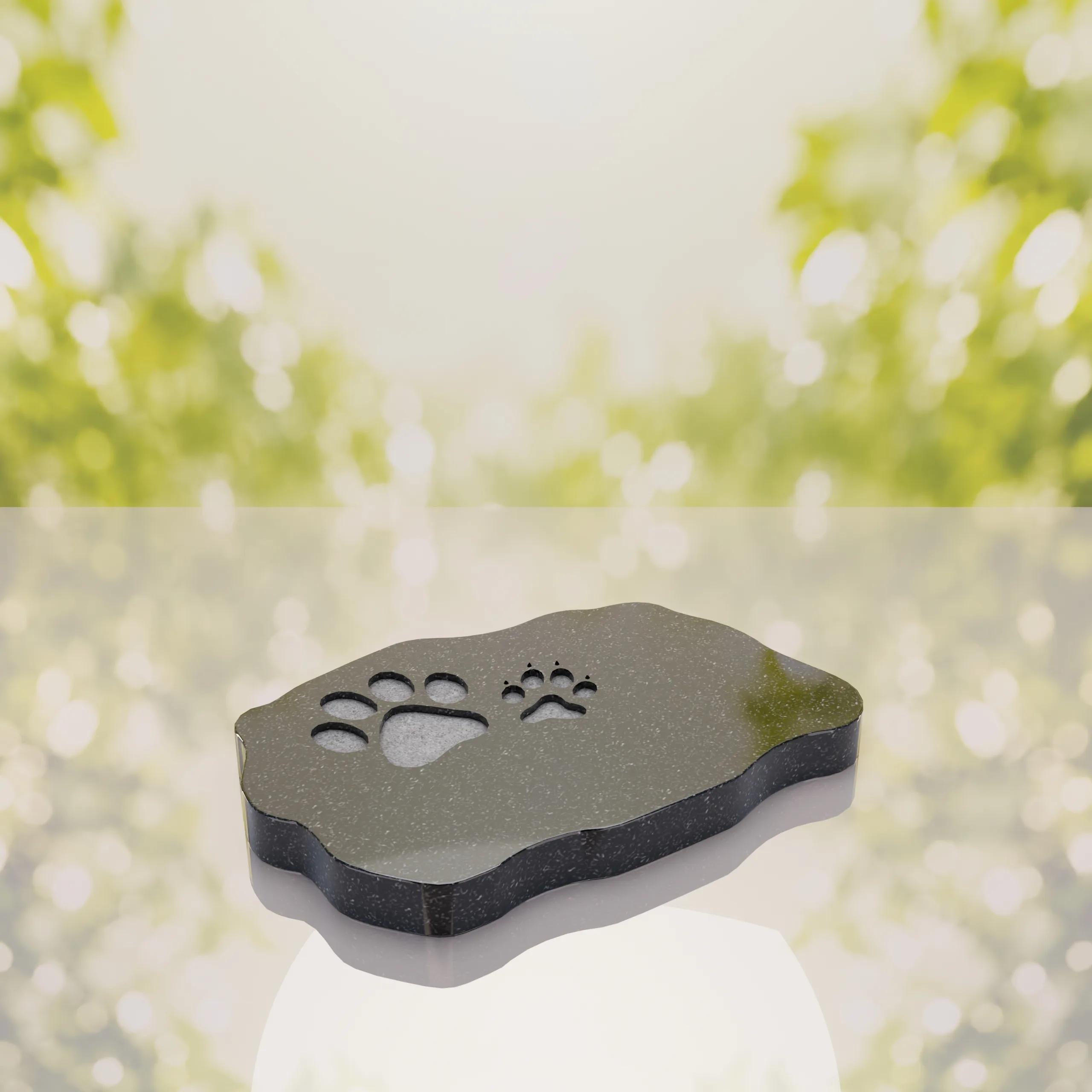 Shape Flat Pet Headstone with Paw Prints thumbnail 2