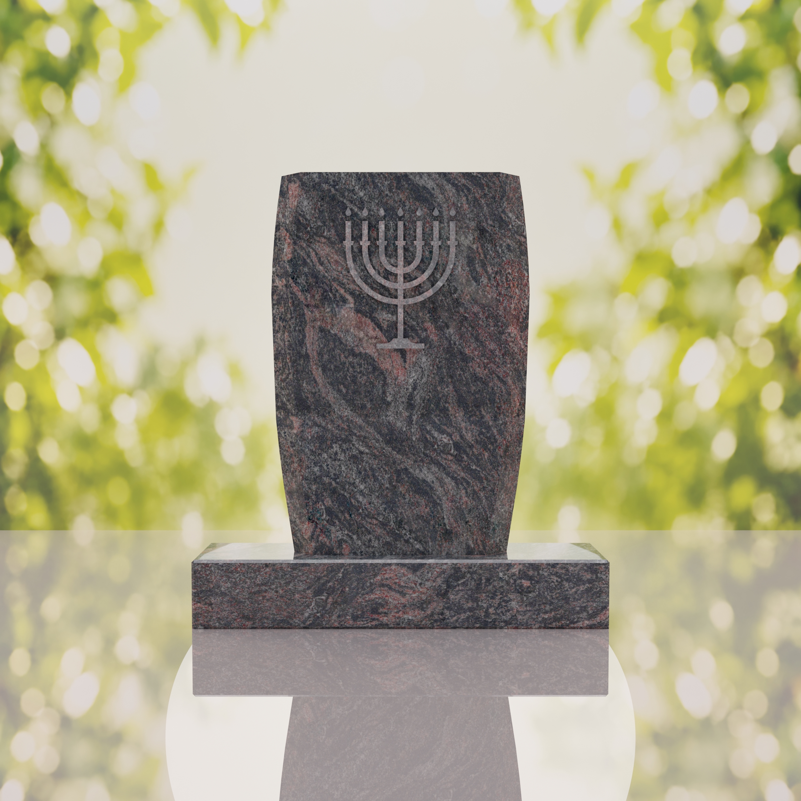 Jewish Menorah Granite Headstone thumbnail 14