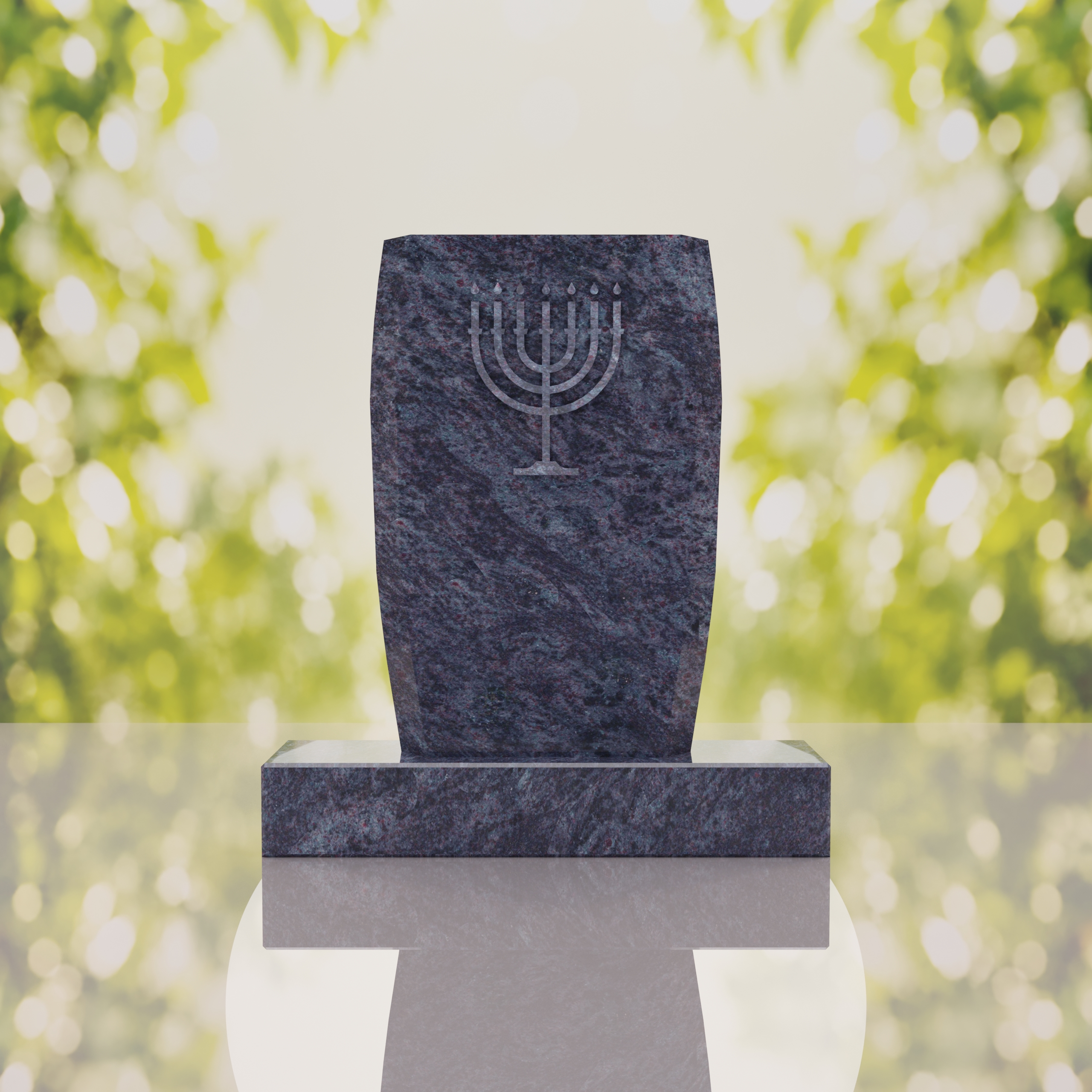Jewish Menorah Granite Headstone thumbnail 8