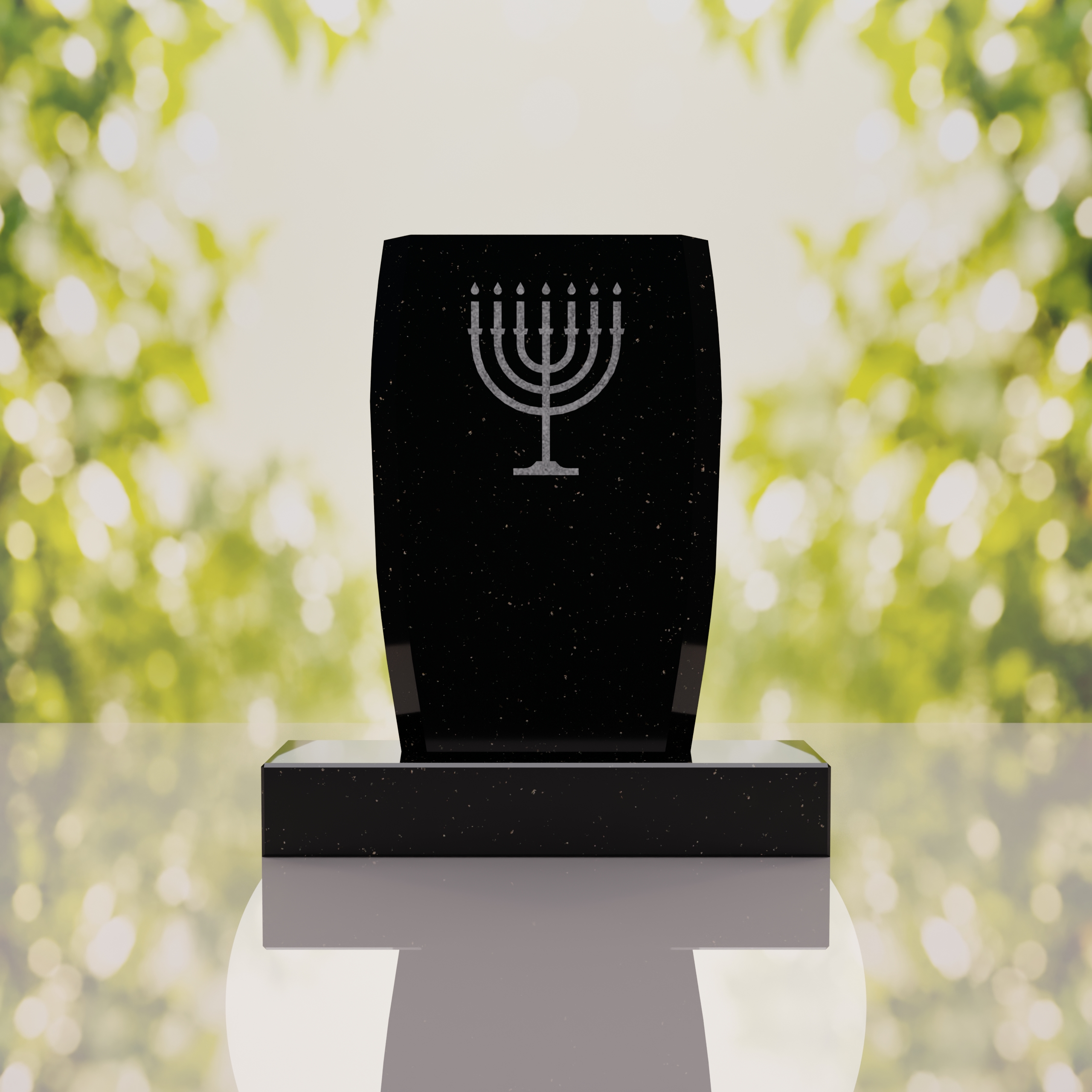 Jewish Menorah Granite Headstone thumbnail 2