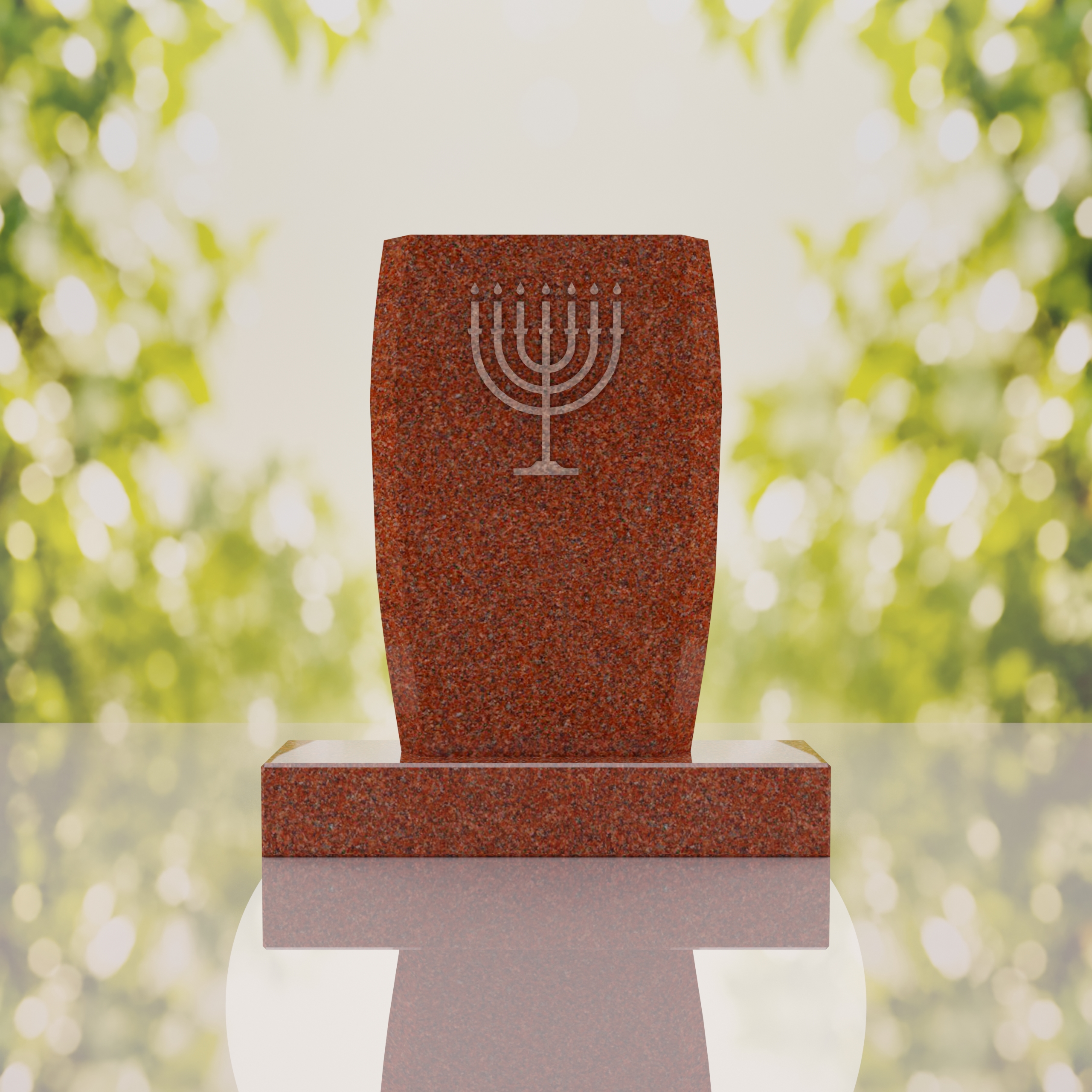 Jewish Menorah Granite Headstone thumbnail 5